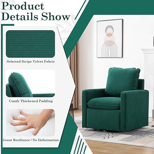 Miniatura 6 de Silla decorativa giratoria moderna, cómoda silla de barril con almohada suave, sillón giratorio de 360 para sala de estar, sillón moderno de sherpa