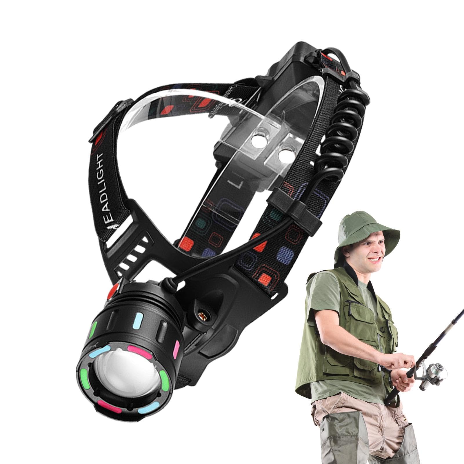 Linterna frontal recargable LED para camping y senderismo con ajuste cómodo 8