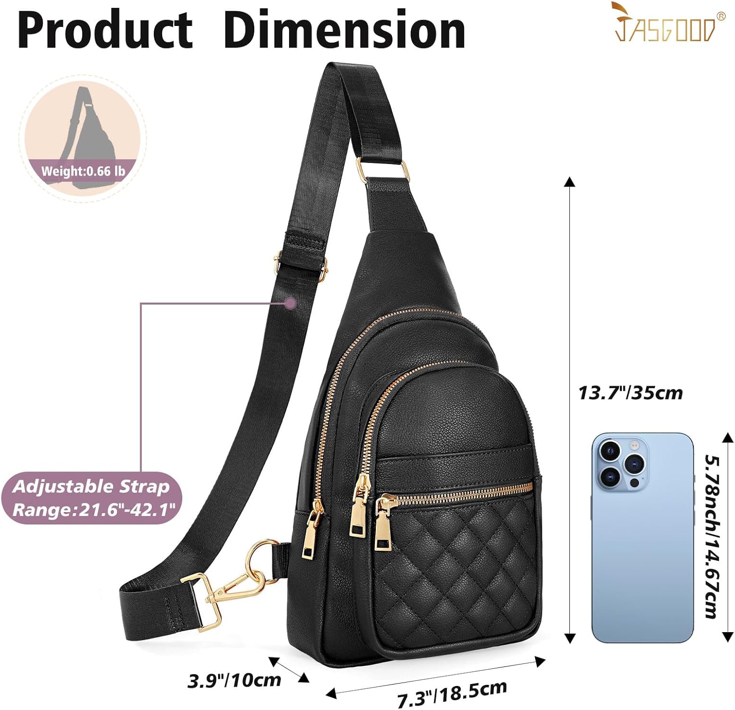 Sling Bag for Women Crossbody Leather Fanny Packs Chest Bag Fashion Sling Backpack Travel JASGOOD - Image 3