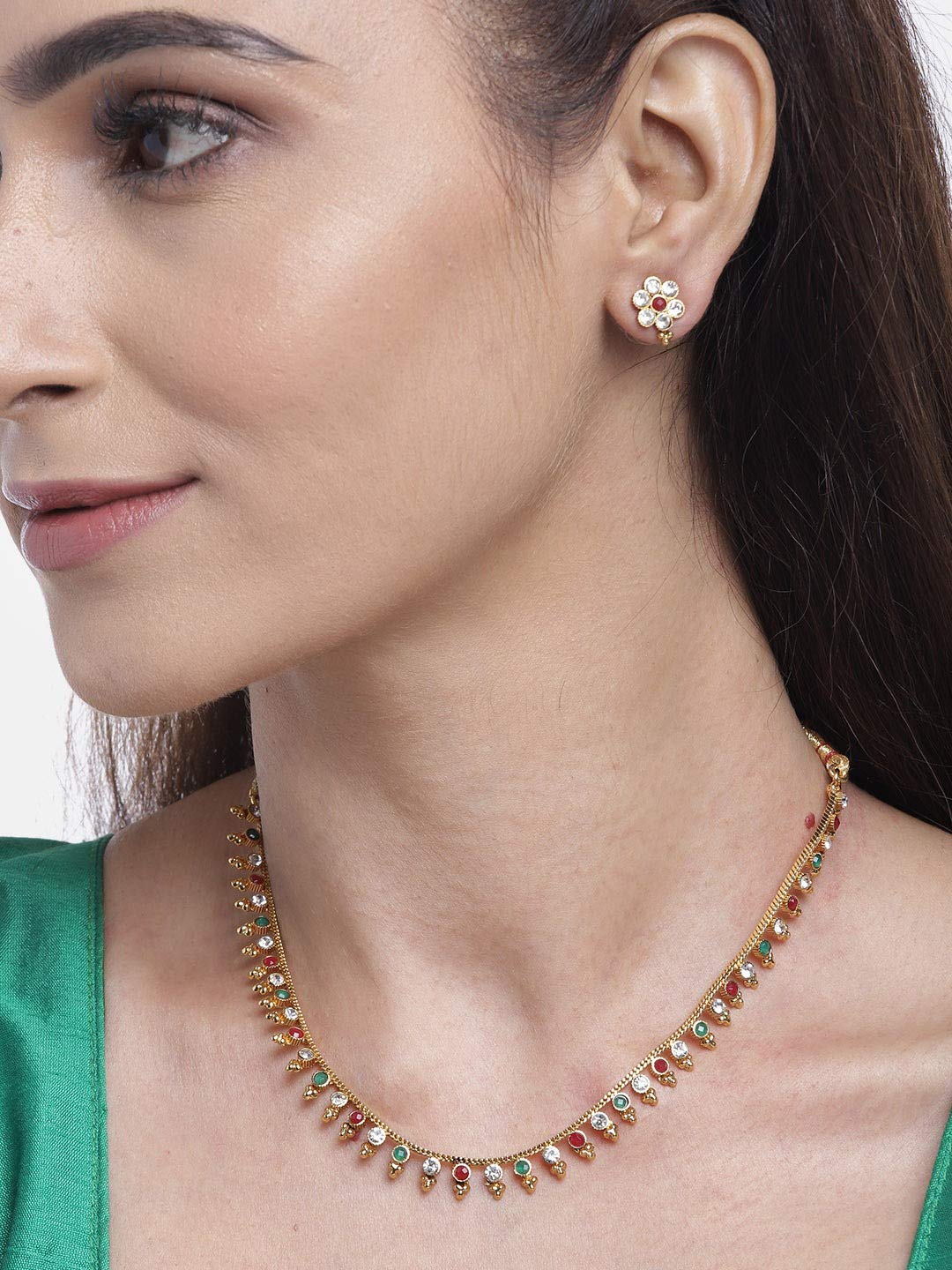 Women's Elegant Gold-Plated Artificial Stone Jewellery Set