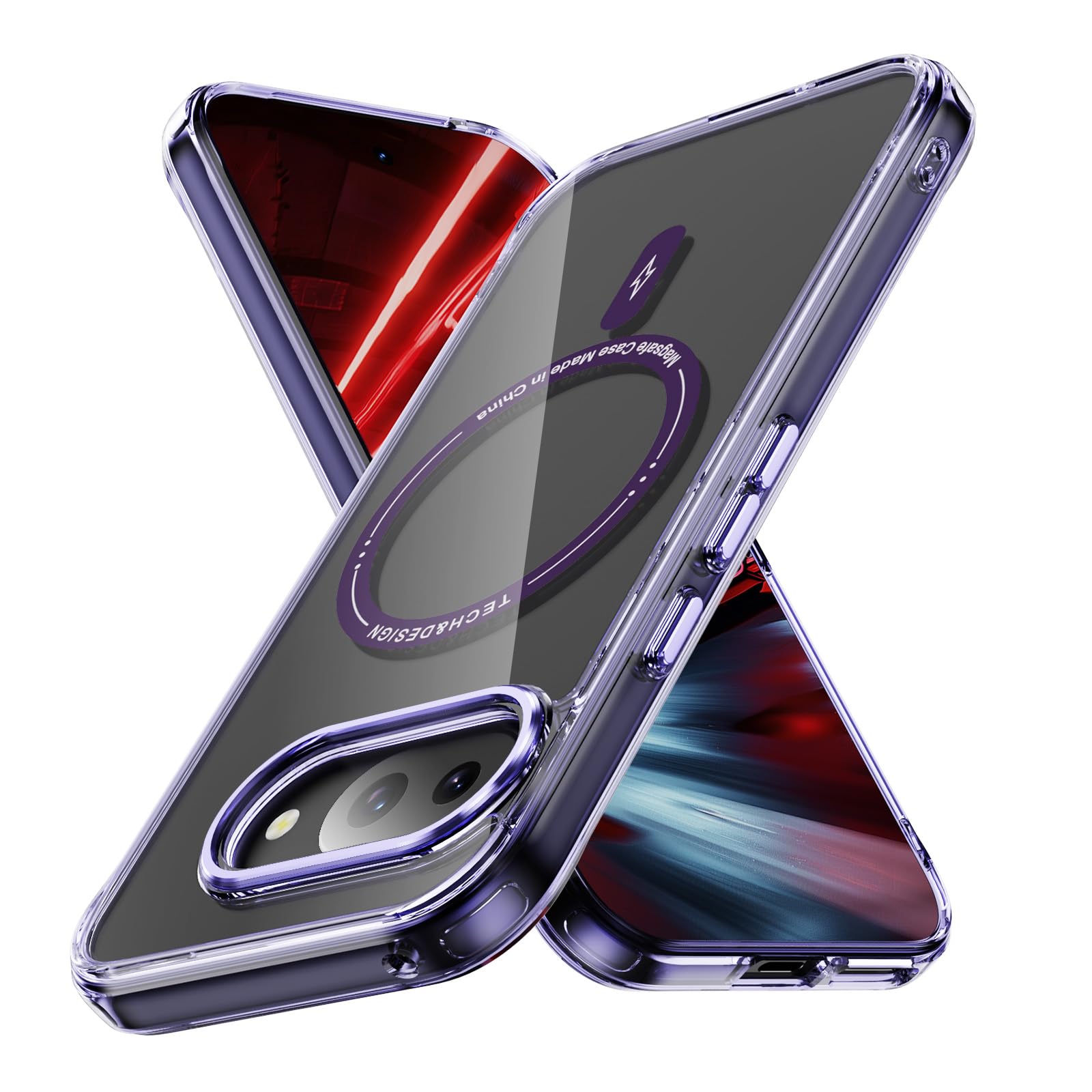 Coque aimantée Google Pixel 9a compatible MagSafe antichoc transparente violette - 8
