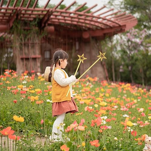 Miniatura 4 de AIEX 5 varitas de estrella para niñas, 13.3 pulgadas, varita de princesa con estrella brillante, varita de ángel, varita de hada dorada para niñas,