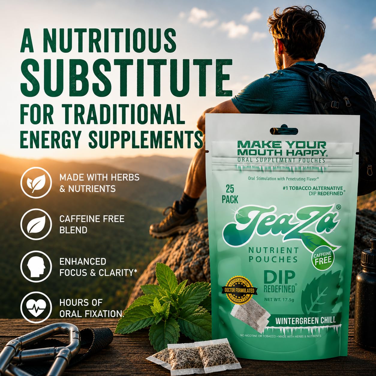 Amazon.com : TeaZa Energy Pouches Wintergreen Chill - Tobacco
