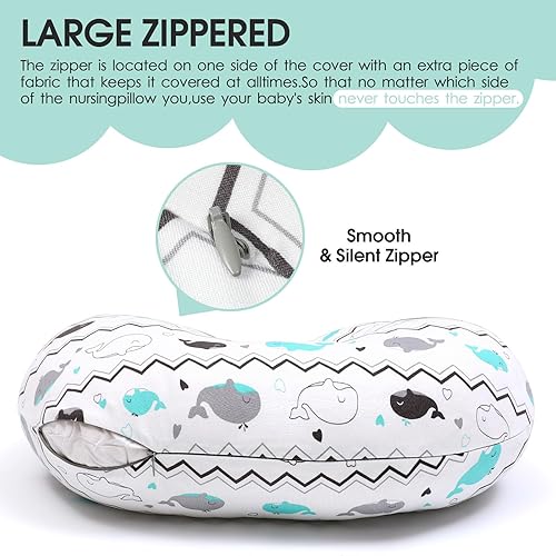 Miniatura 5 de BROLEX Fundas de almohada de lactancia para bebés paquete de 2 fundas suaves para almohadas de lactancia materna, tela cómoda, se adapta a almohadas