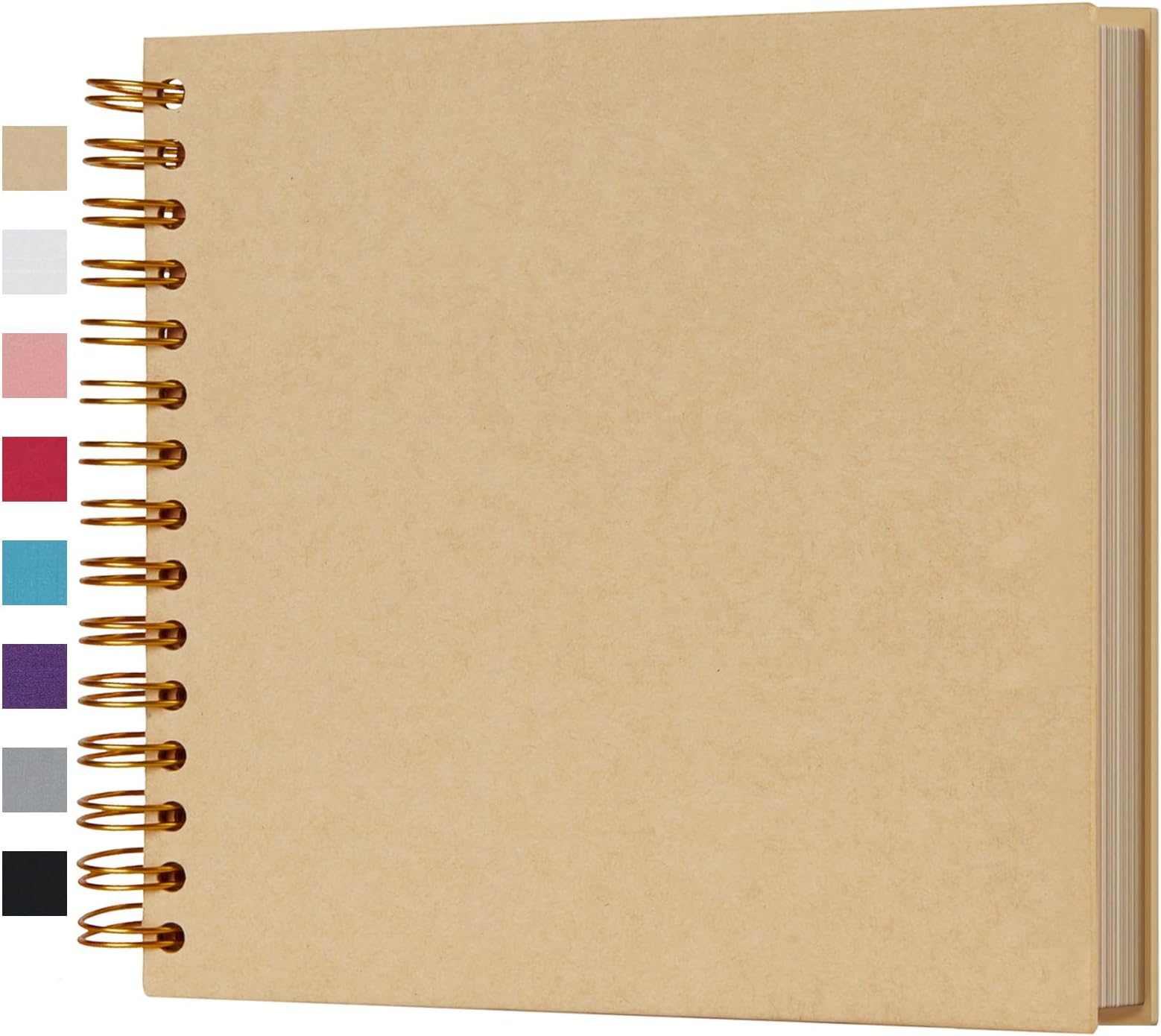 potricher 8 x 8 Inch DIY Scrapbook Photo Album Hardcover Kraft Blank Yellow Page Wedding and Anniversary Family Photo Album (Yellow, 8 Inch)