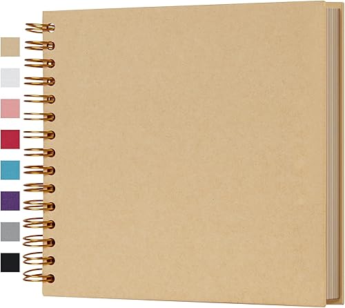 potricher Álbum de fotos para scrapbook DIY de 8 x 8 pulgadas, 80 páginas, papel kraft grueso en blanco amarillo, libro de recuerdos para bodas y