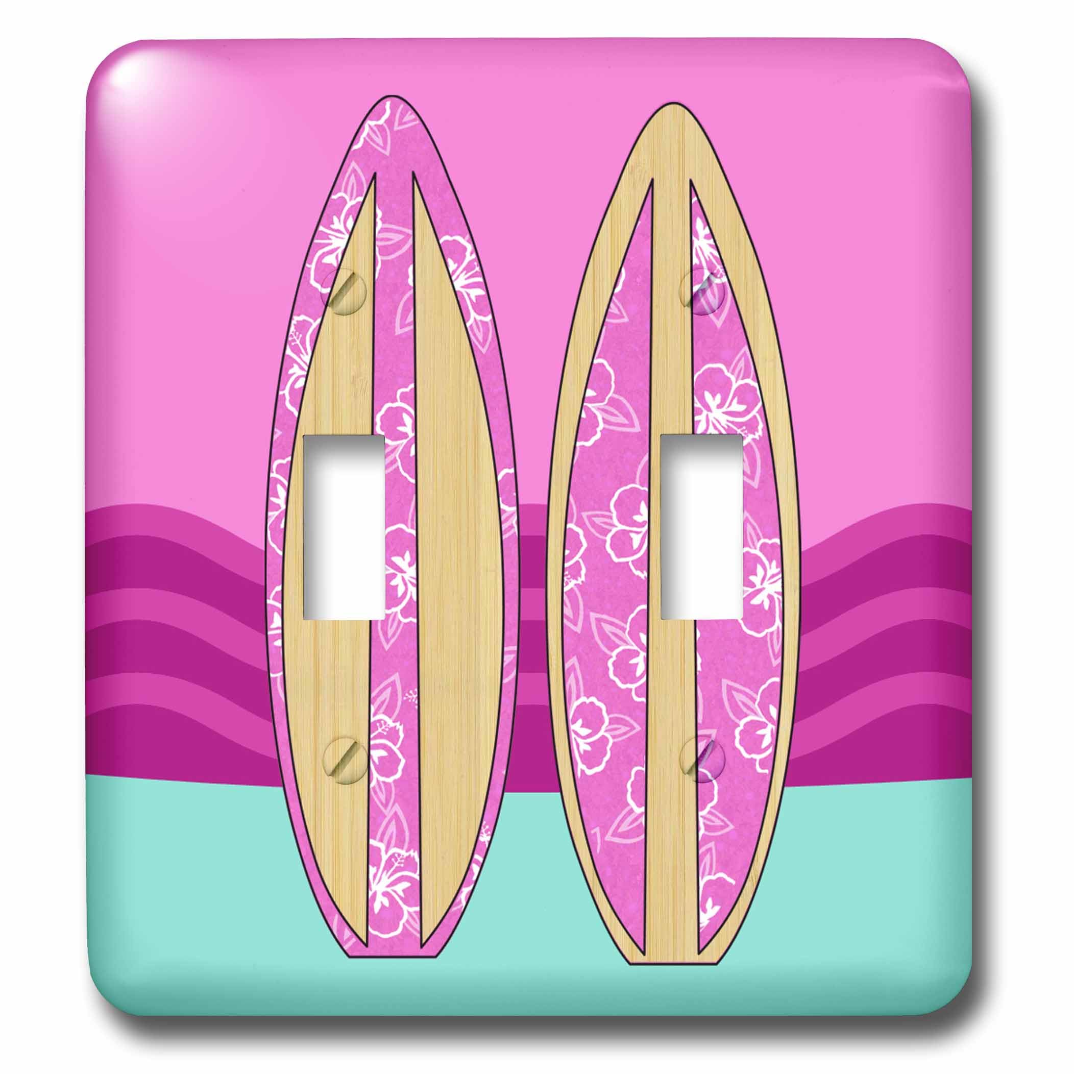 Interrupteur à bascule à double motif surf rose aqua double commande 3dRose