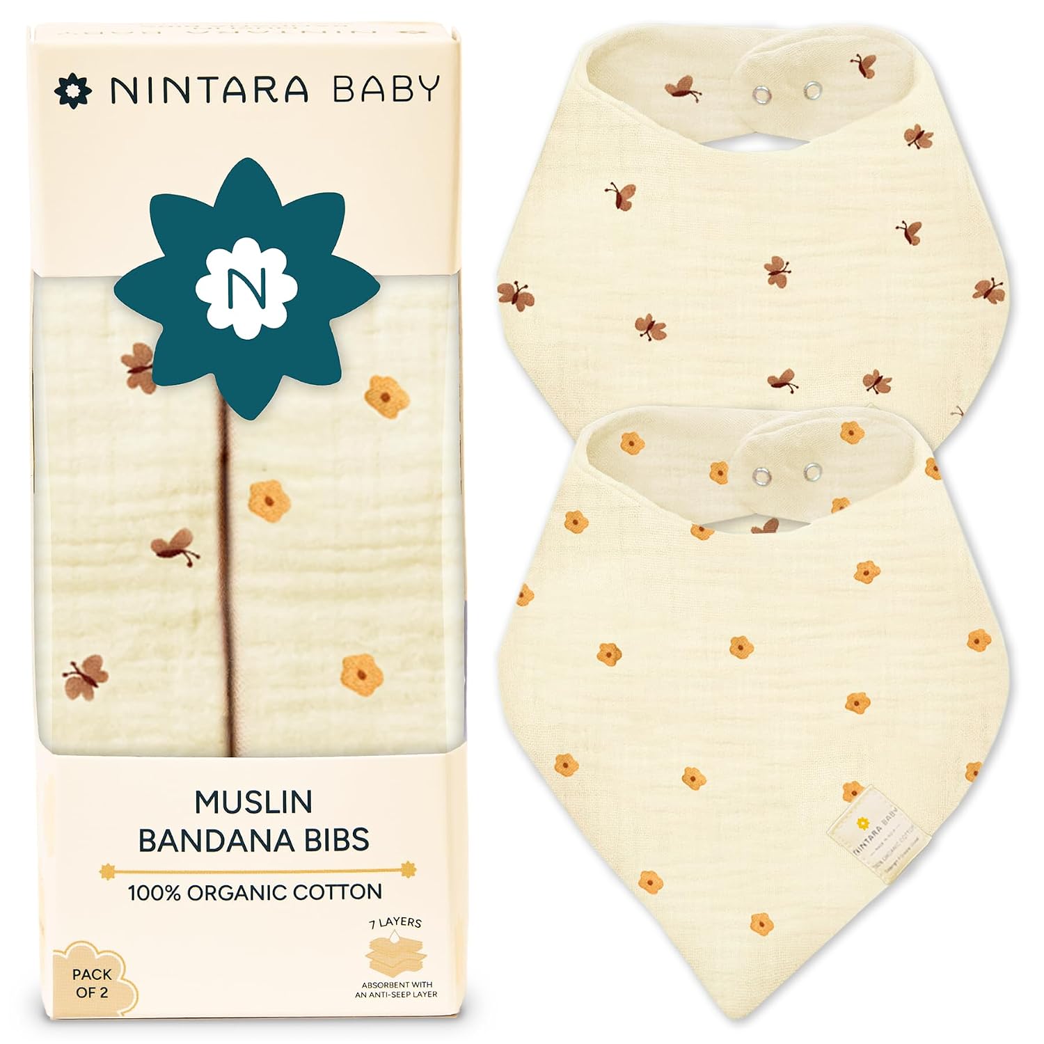 NINTARABABY Bandana Bibs - 100% Organic Premium Muslin Co…