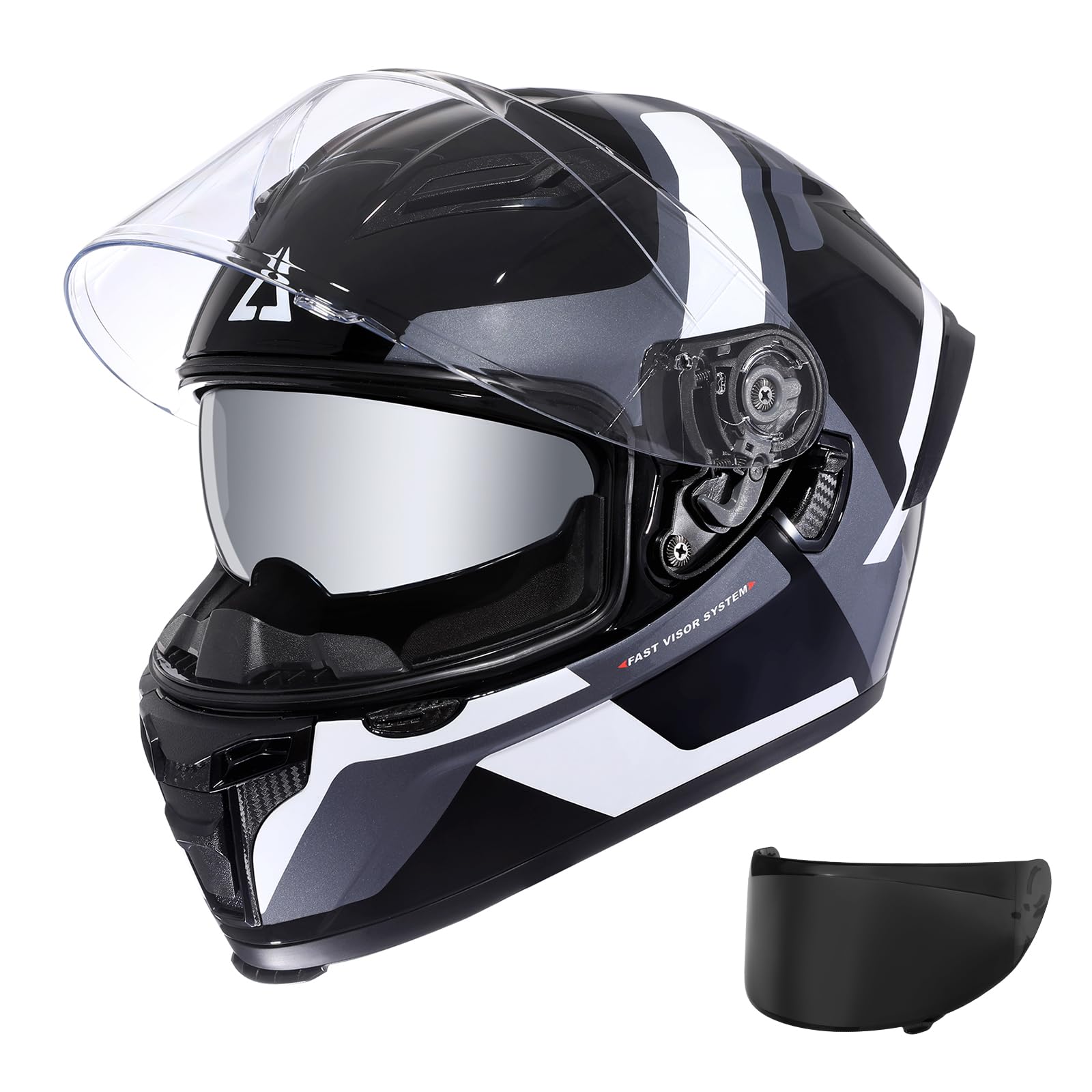 TRIANGLE Full Face Motorcycle Helmet Dual Visor Street Bike for Adult DOT Approved