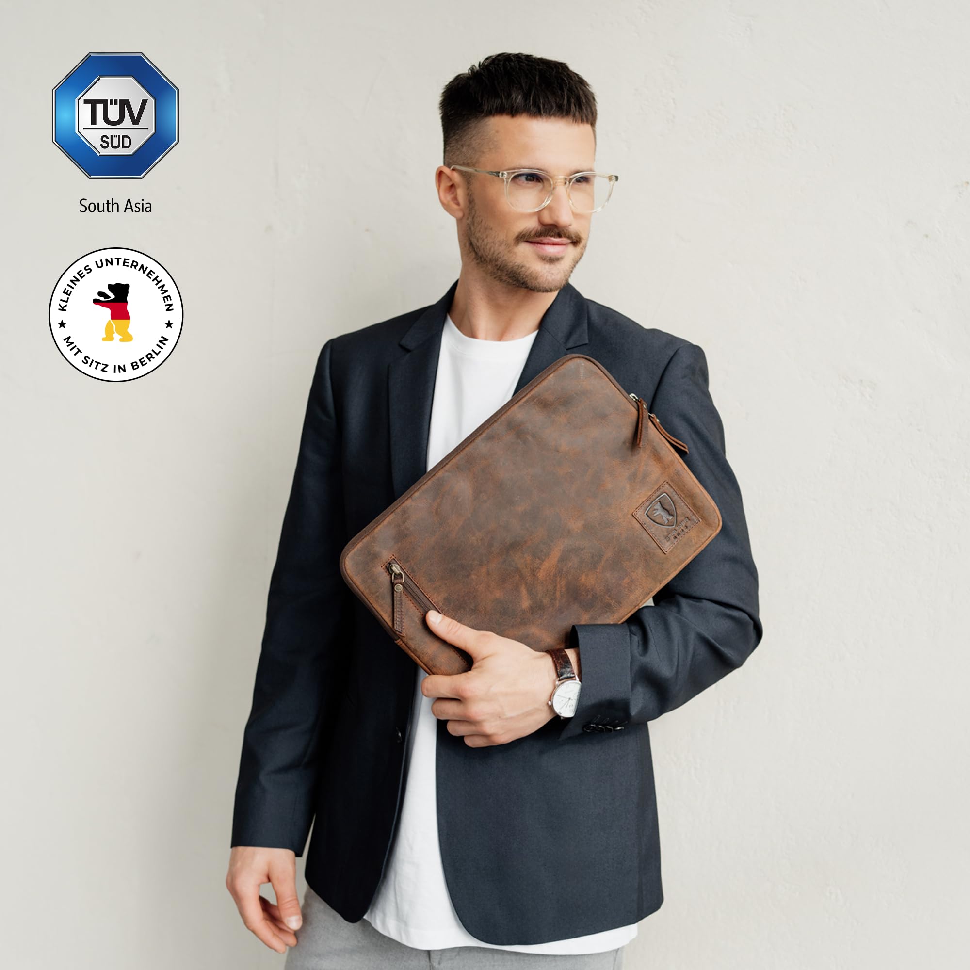 Berliner Bags Laptoptasche Leder Nico Vintage, Schutzhülle 13 Zoll - Braun