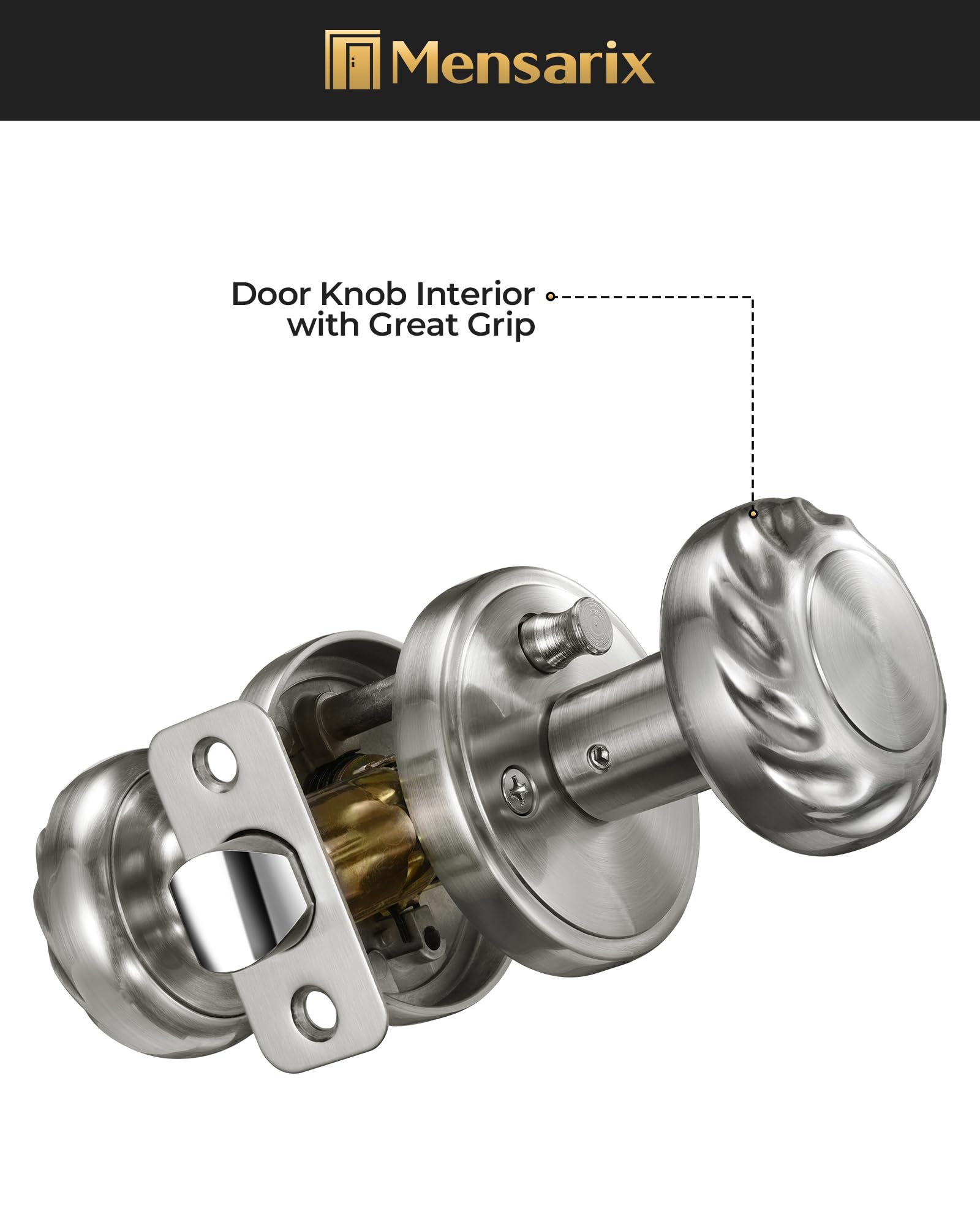 Brushed Nickel Door Knobs - 6 Pack Zinc Alloy -6