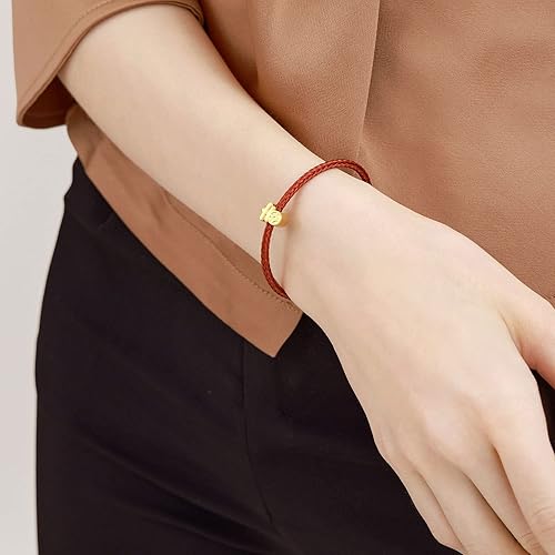 Miniatura 2 de CHOW SANG SANG 999 24K Solid Gold Mini Charm Lucky Chinese Character Blessing Charm Bracelet for Women 93082C