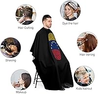 Vista 3 de Capa de corte de pelo impermeable con estampado de bandera de Venezuela, capa de corte de pelo de peluquería con cierre ajustable, capas