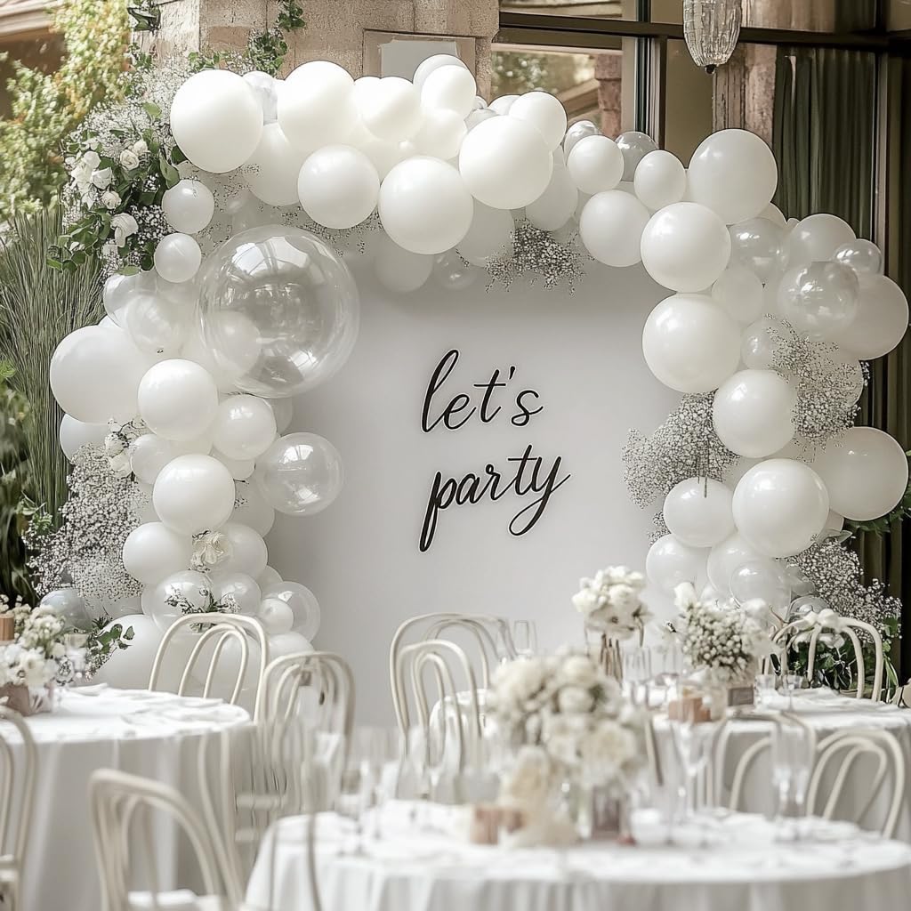 Pastel White Cream Double Stuffed Balloon Garland Different Sizes 18In 12In 5In Pastel Balloon Arch Kit For Baby Shower Wedding Gender Reveal Birthday Party Decorations