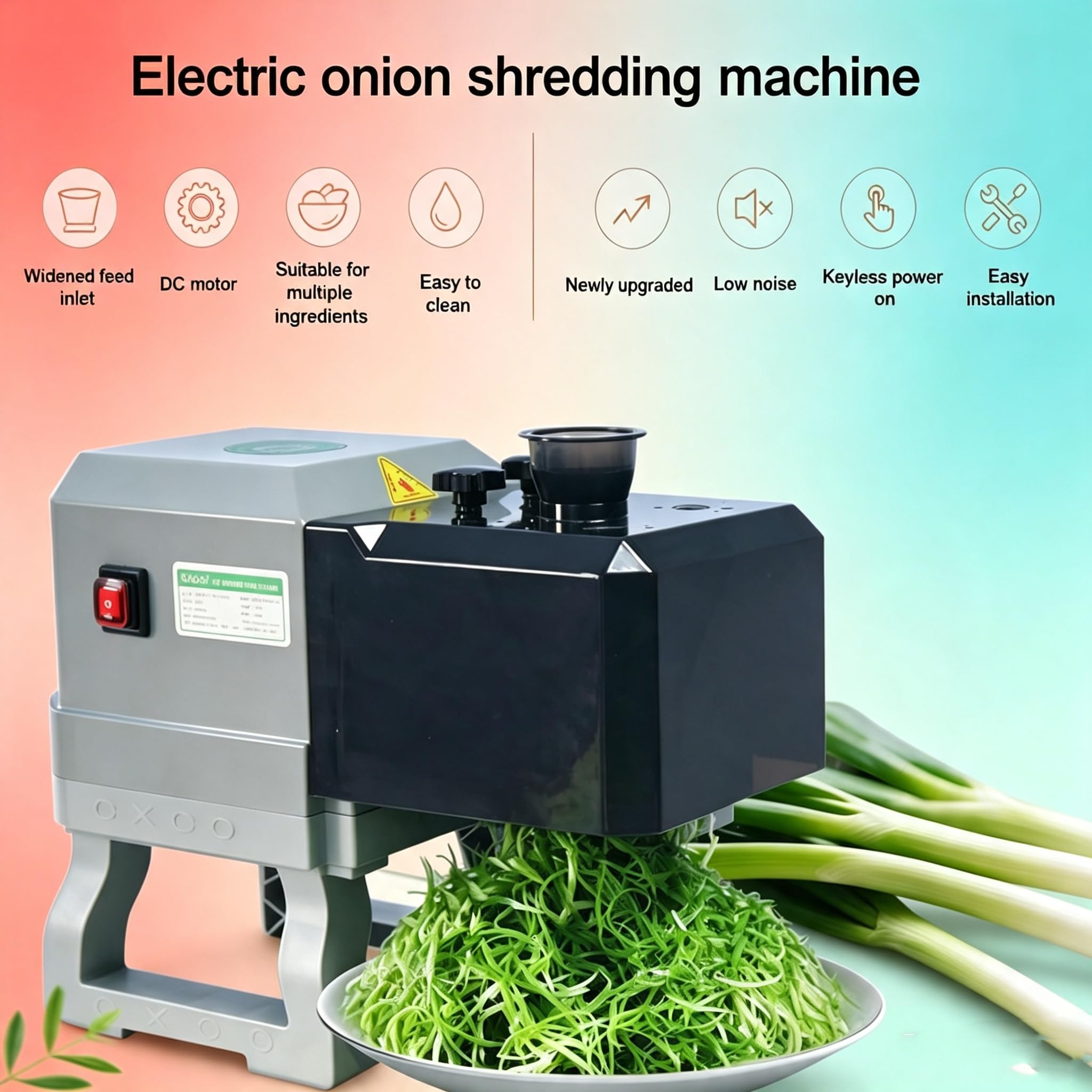 Trituradora eléctrica Comercial de cebollas Verdes, cortadora de cebolletas con Cuchillas de Acero Inoxidable, para Pato asado, preparación de ensaladas (2.3mm)