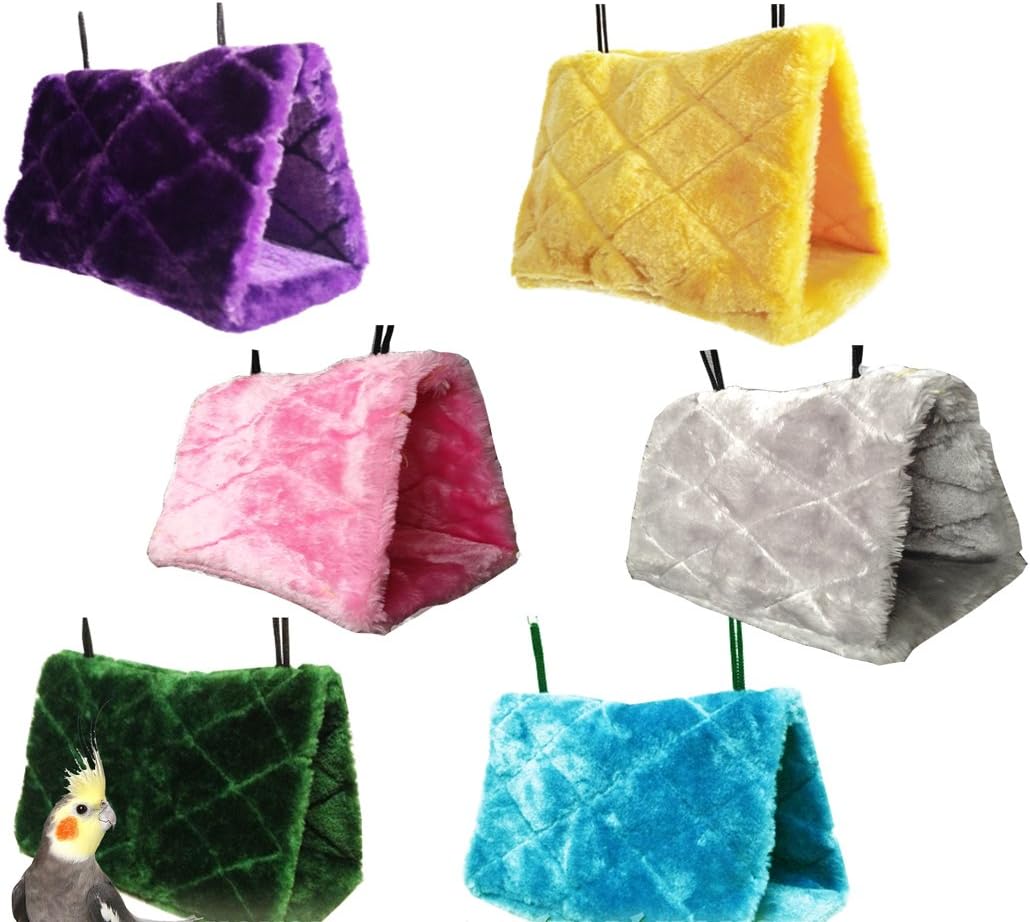 Parrot Hammock Happy Hut Hideaway Fluffy Cave Cage Snuggle Tent Bunk Bird Toy