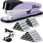 Deli Stapler Heavy Duty, Full Strip Staplers for Desk with 2000 Staples and Staple Remover, 50 Sheet Capacity, No Jam, Non-Slip Office Stapler with Staples for Office, Classroom, Blue