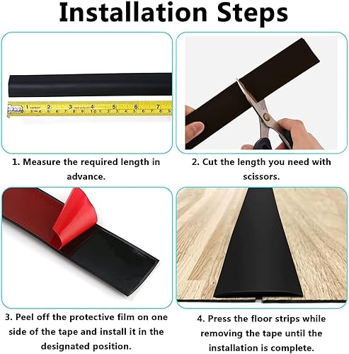 Miniatura 7 de LKYJD - Tira de transición de piso, tiras de cubierta de piso, tira autoadhesiva para suelo laminado, tira divisora plana de vinilo de 2 pulgadas de