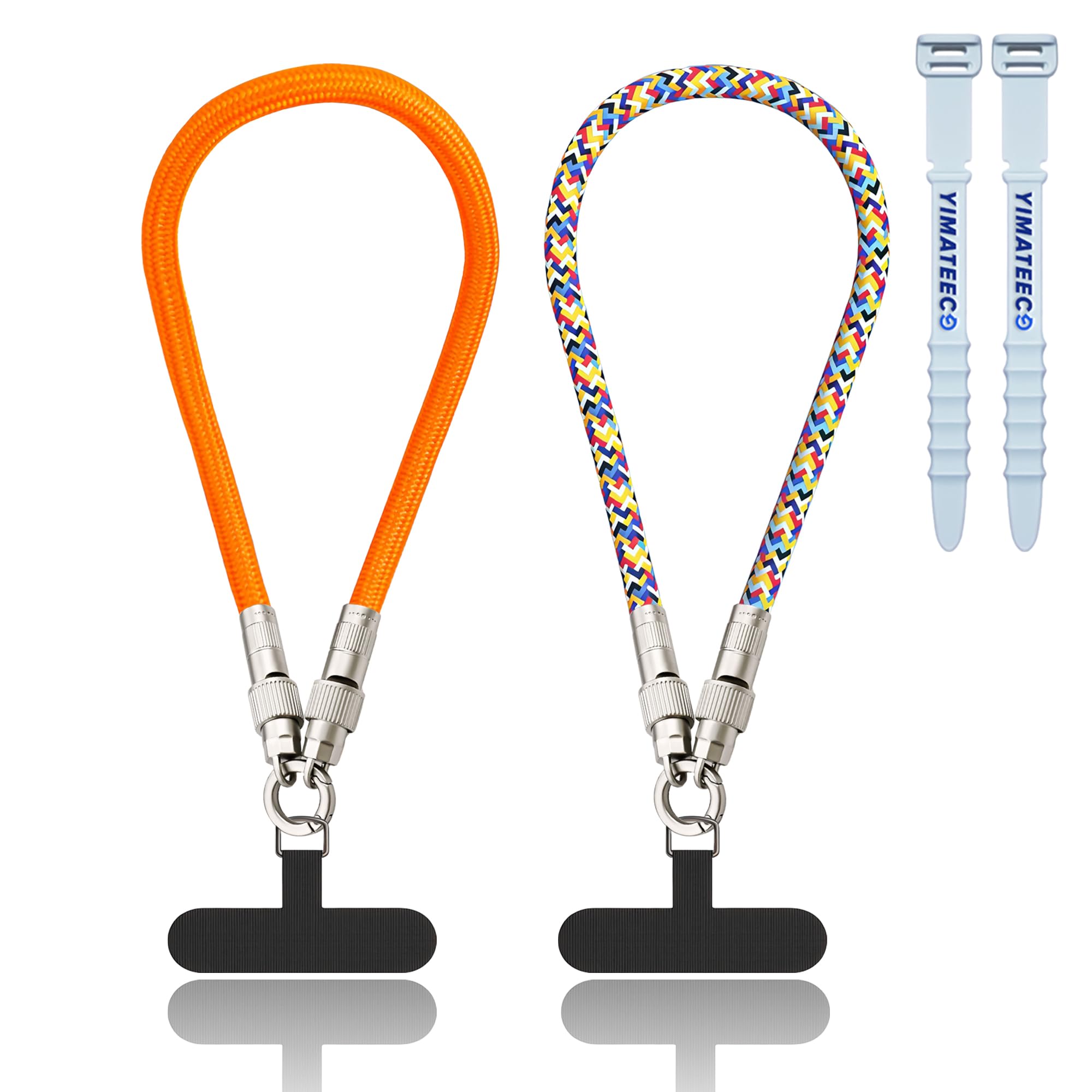 YIMATEECO Cell Phone Lanyard Built-in USB C to USB C Charging Cable, 2 in 1 Phone Wrist Strap Support 65W Fast Charging & Data Transfer, Anti Theft Strap for Travel/Commuting (BFF Matching Set, 2Pcs)