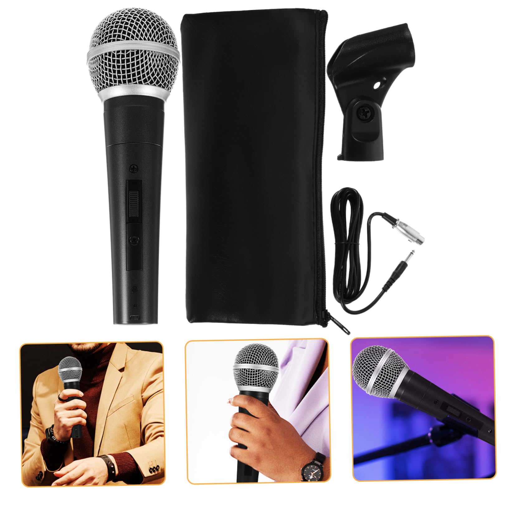 Abaodam Ergonomic Handle Dynamic Microphone Spherical Mesh for Ktv Stage Public Speaking