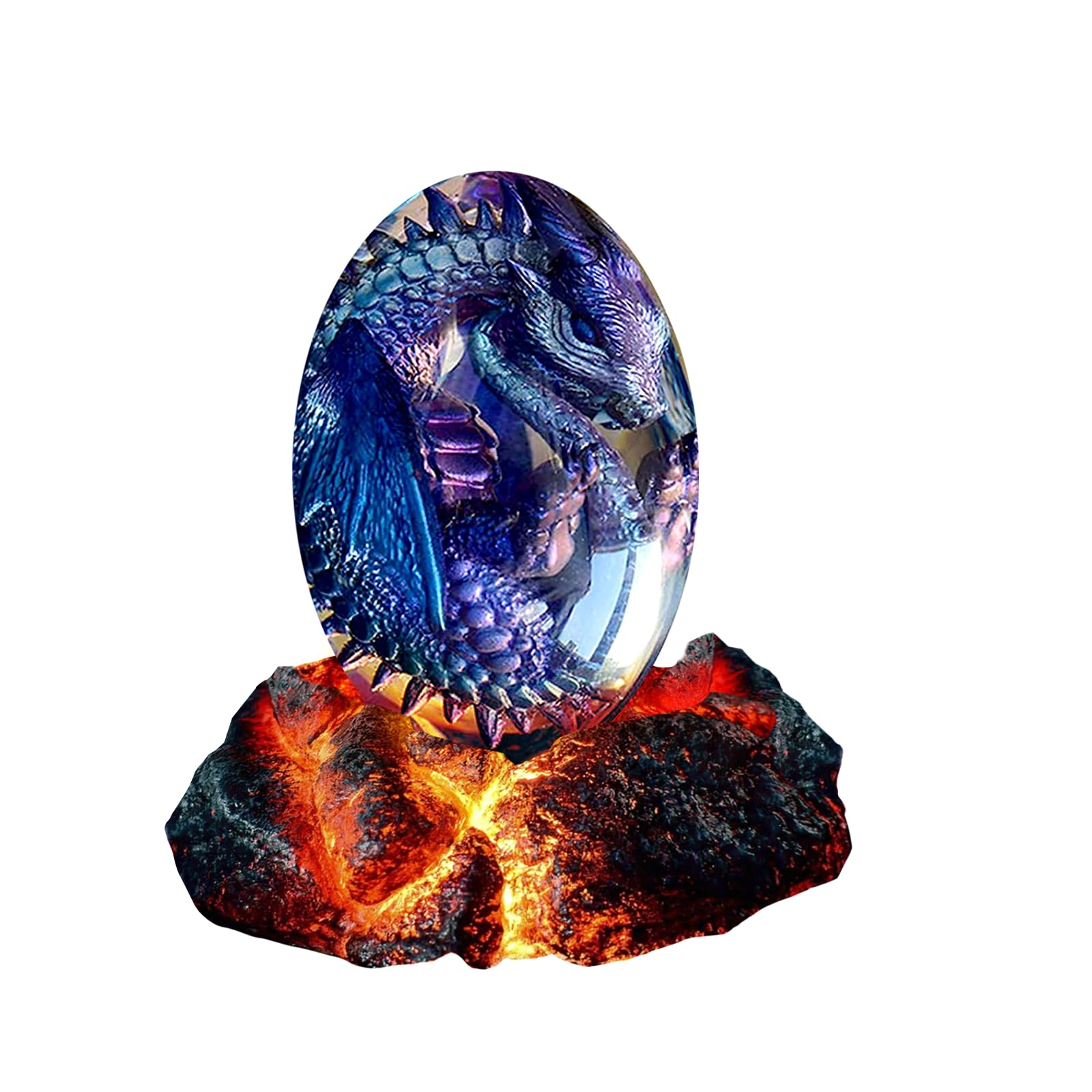ACOCOFE Dragon Egg,Lava Dragon Eggs with Base Ornaments,Handmade Sculpture Resin Crystal Dragon Souvenir,Dragon Ornaments Gift for Christmas,Birthdays,Graduation (Purple with Base)