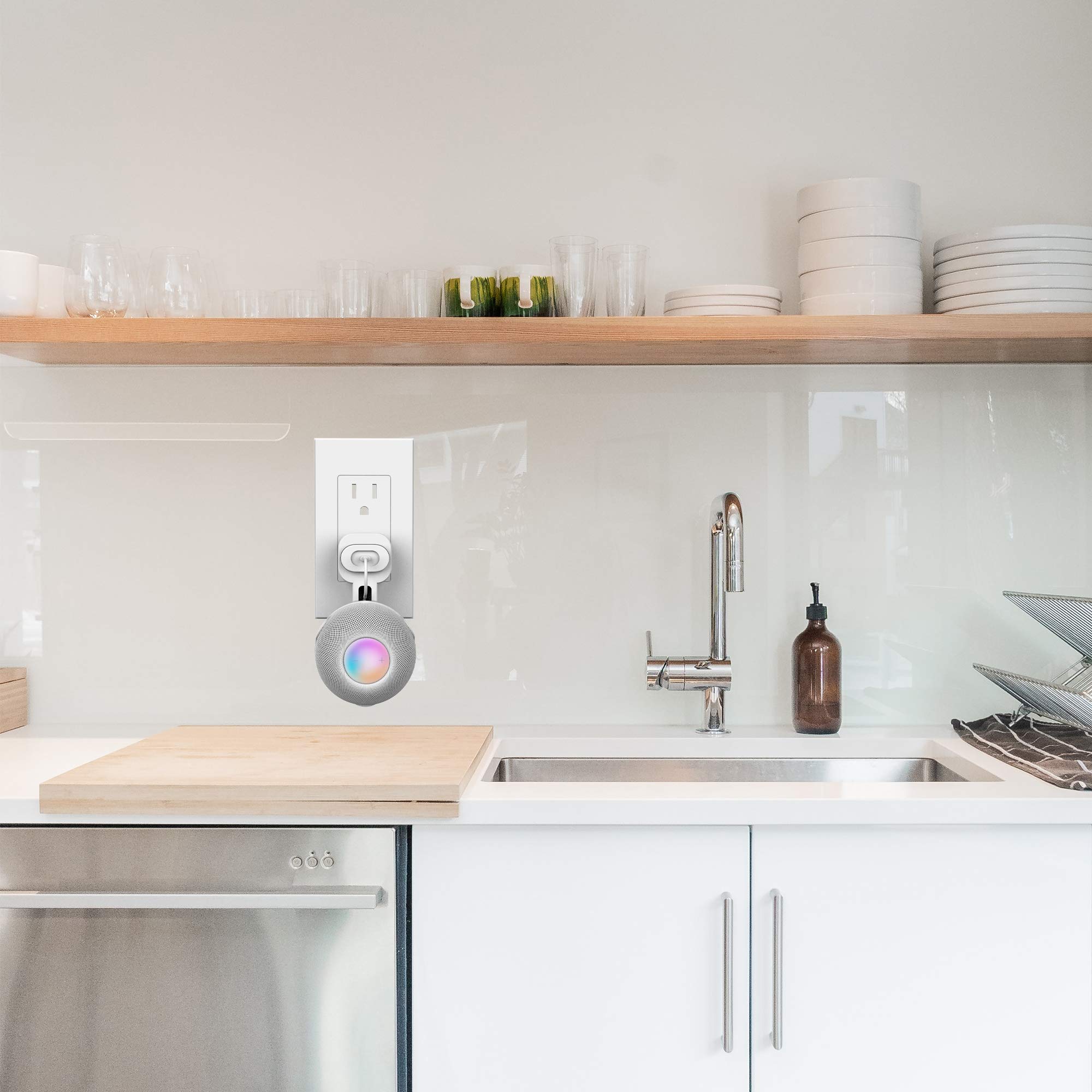 Support Mural pour Homepod Mini - Support Mural Robuste pour Haut-Parleur Homepod Mini - Peu encombrant, Excellente Gestion des câbles sans enchevêtrement (Blanc)