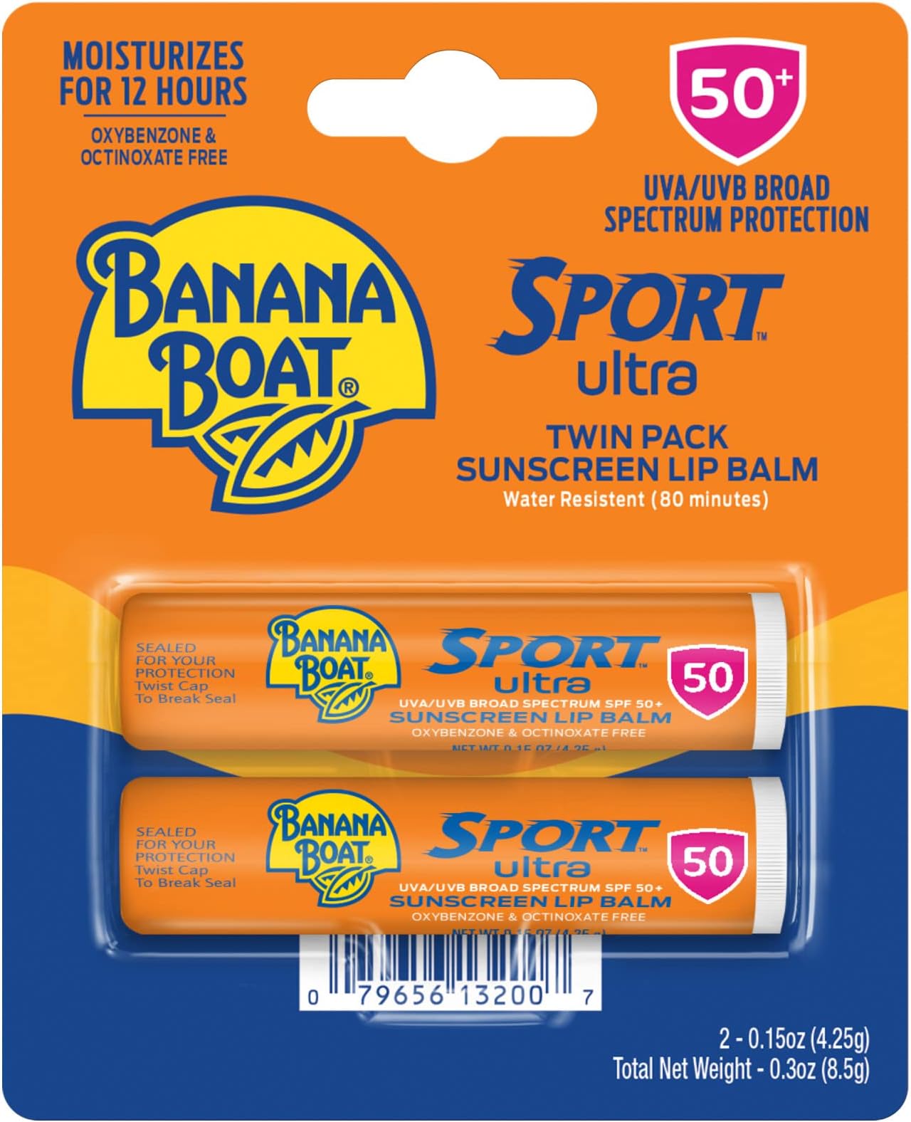 Banana Boat Sport Ultra Spf 50 Lip Sunscreen 2 Pack | Balm Pack, 50, Oxybenzone Free Sunscreen, Sunblock, Travel Size For Lips Twin