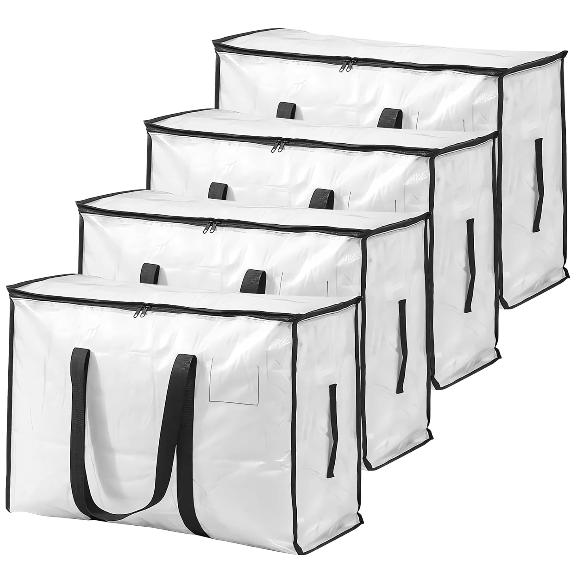 DDUP 95L Heavy Duty Storage Bags with Lids | Waterproof Moving Totes & Clear Window | Space-Saving Containers for Home, Moving, Travel (4 Pack)