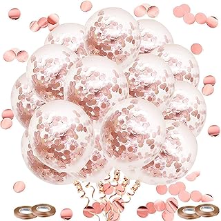 Confetti Balloons,Paillettes per palloncini,Palloncini Coriandoli,Elio Palloncino,Palloncini in Lattice,Party Balloon per Matrimonio,Compleanno,Baby Shower,Laurea,Cerimonia Decorazioni (Oro rosa)