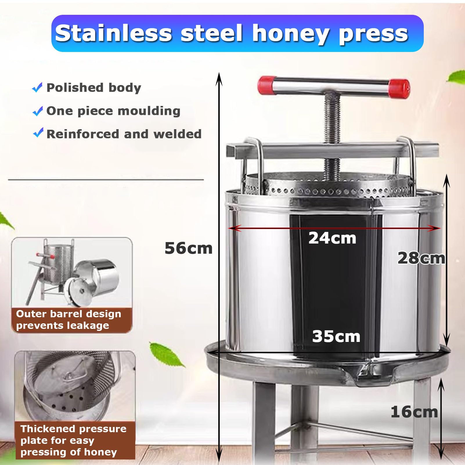 Pressa Per Miele In Acciaio Inossidabile - Estrattore Manuale Portatile Per Apicoltori - Filtro Incorporato - Foto 7