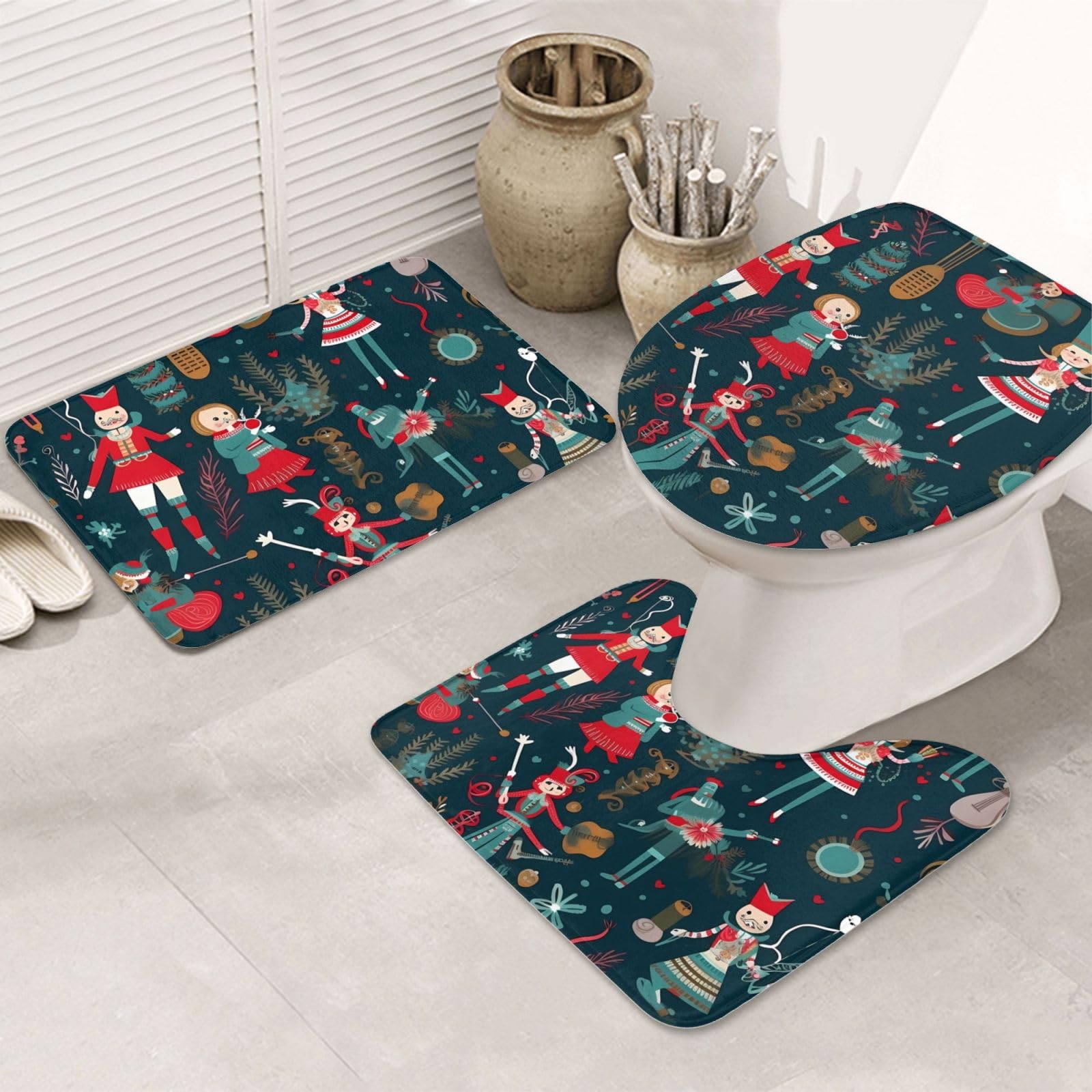 Tapis de bain antidérapants haute absorption microfibre douce motif ballet Noël
