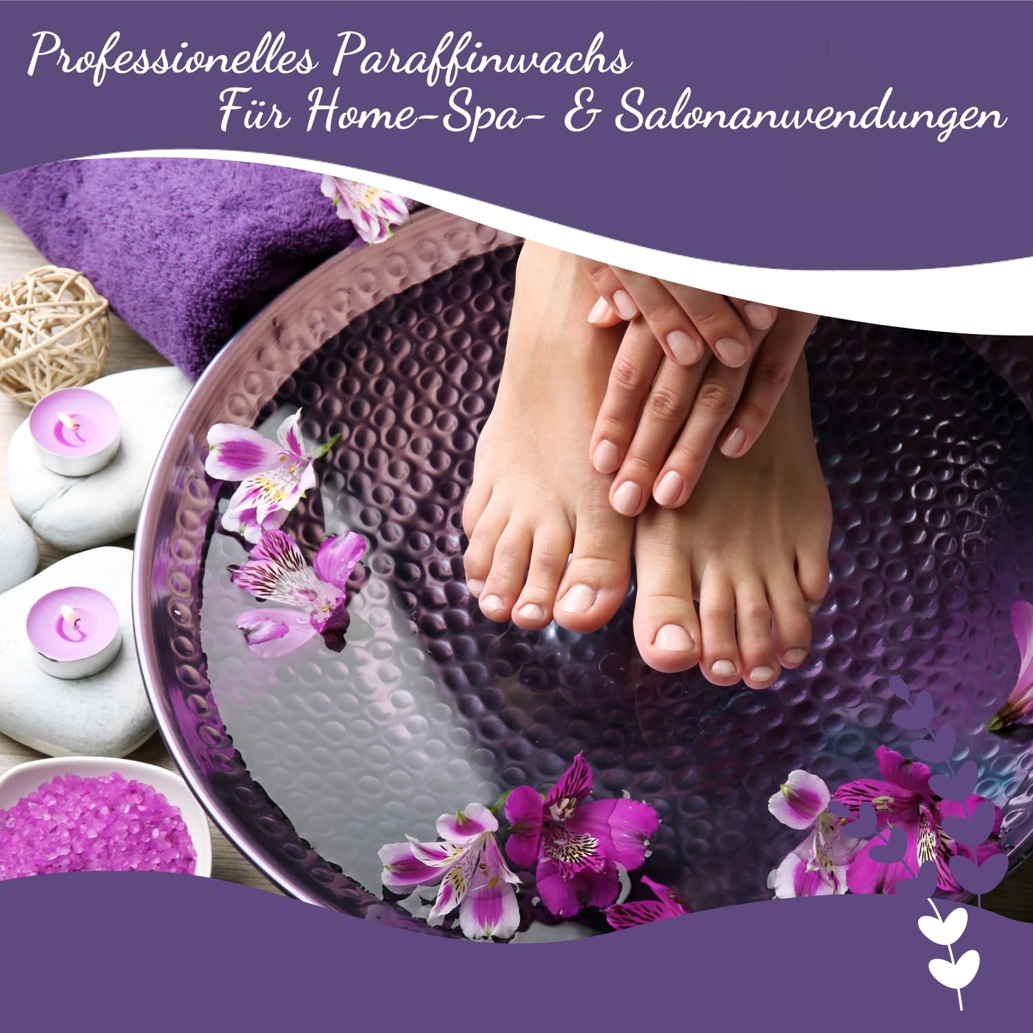 Paraffinwachs Maxi Pack, 6 Blöcke à 400 g (2,4 kg), Lavendelduft, feuchtigkeitsspendend & leicht ölig, ideal für Paraffinbad Hände & Füße, Arthritis Linderung, Pediküre (Lavendel)