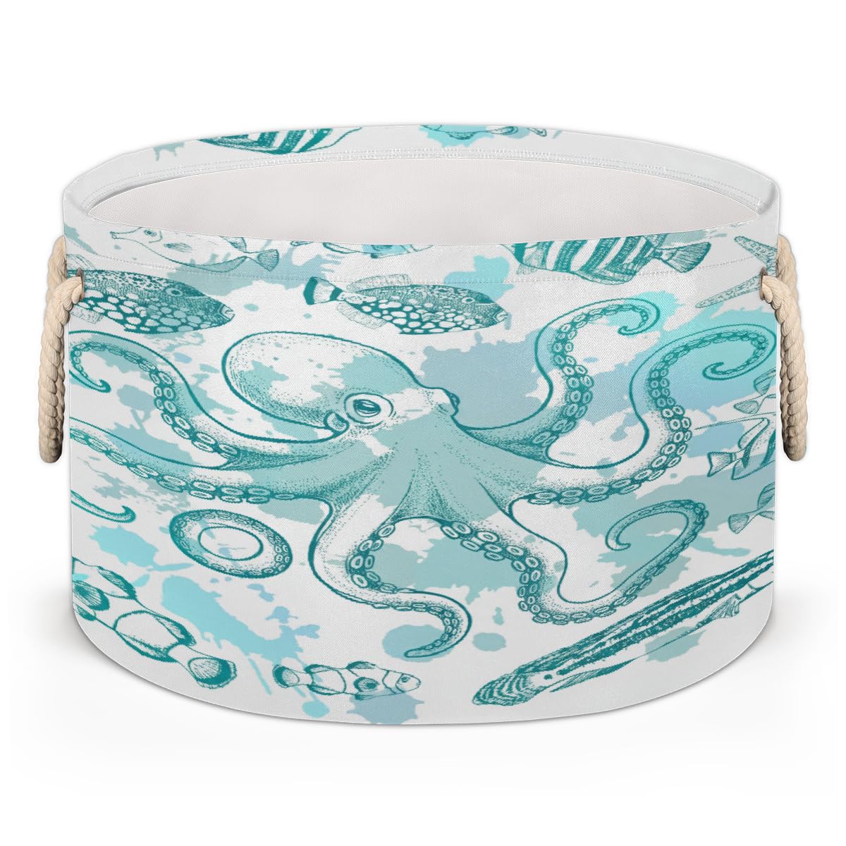 Panier de rangement souple motif mer pour ranger les couvertures du salon