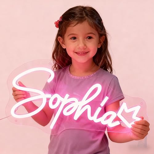 Vista 2 de Letrero de neón personalizado, letrero de neón LED personalizable para decoración de pared de dormitorio, letrero de nombre de neón regulable