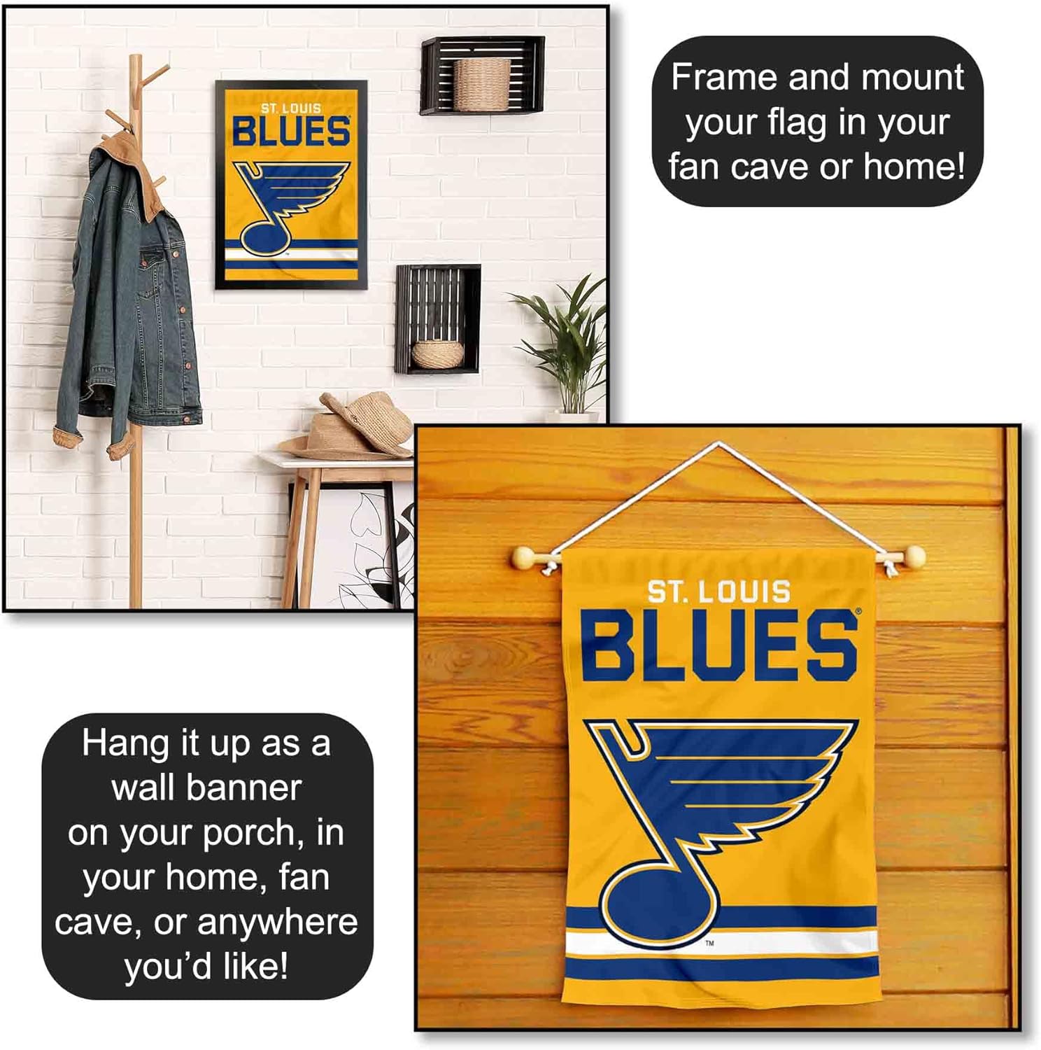 St. Louis Blues Gold Double Sided Garden Banner Flag