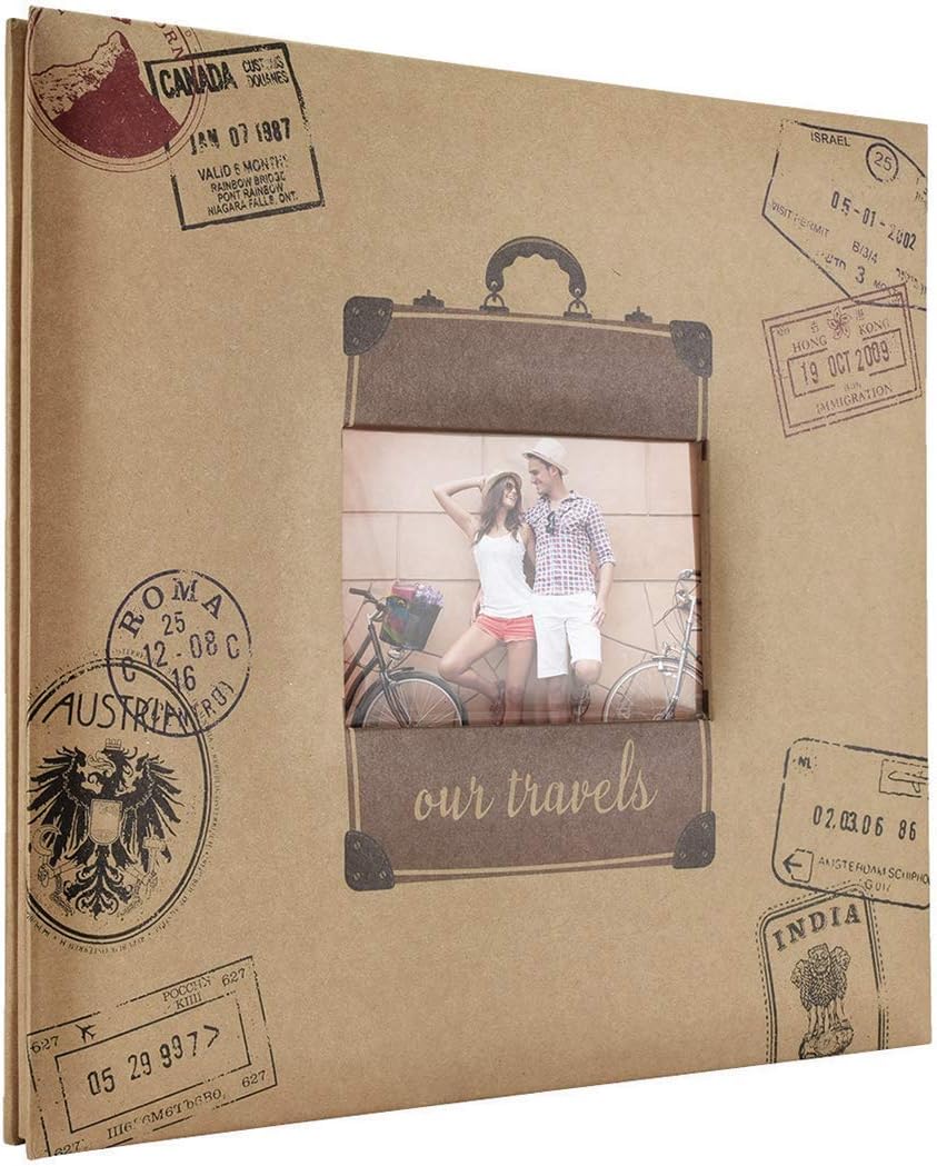 Expandable 10-Page Scrapbook Album with 12 x 12 Inch Pages, 13.5 x 12.5 Inch, Travel