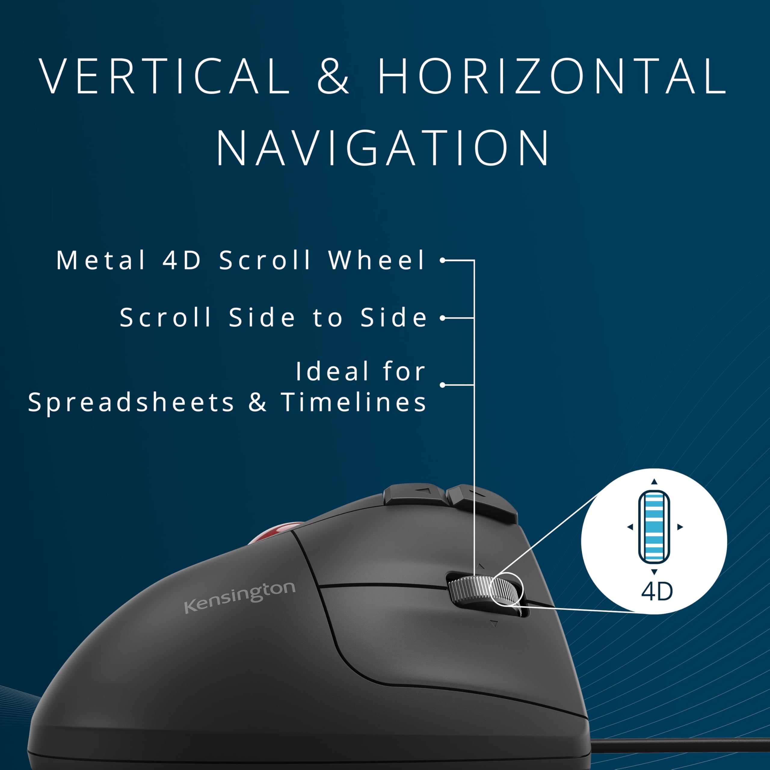 Kensington KB675 Vertikale Trackball Maus kabelgebundene, ergonomisches Design, USB-C/USB-A - Schwarz (K72170WWMY)