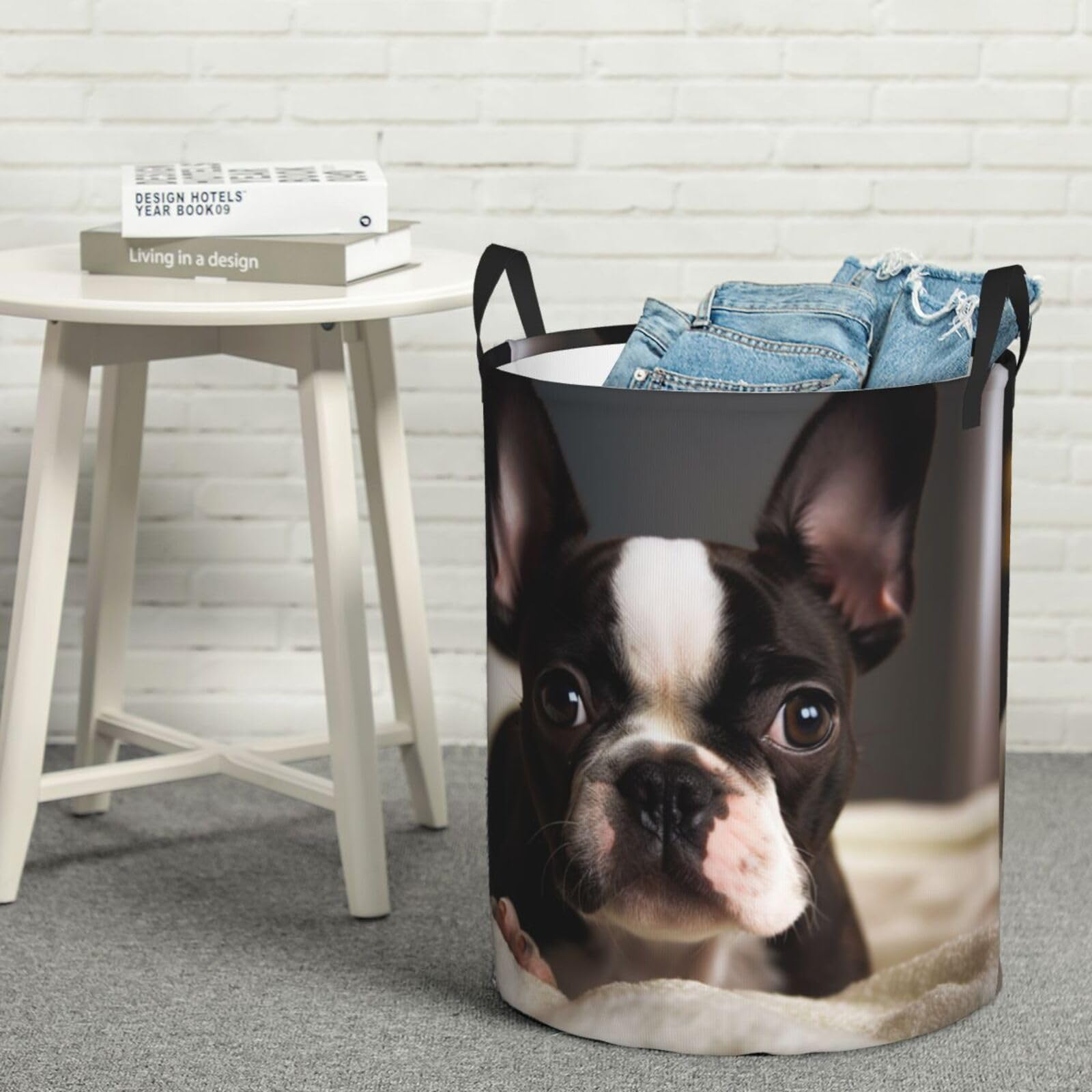 Panier à linge Boston Terrier imperméable et pliable de grande taille