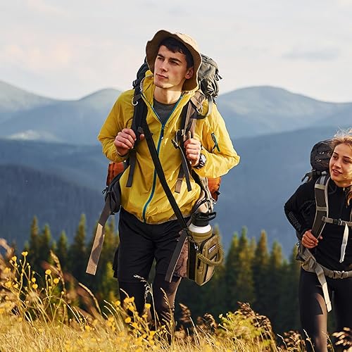 Vista 38 de NATURE PIONEOR Soporte para botella de agua con correa ajustable – 25/32/40 onzas, funda aislante para botella de agua con mango de paracaídas y 2