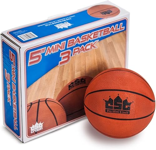 Crown Sporting Goods Mini Basketball with Needle and Inflation Pump (Set of 3), 5-Inch