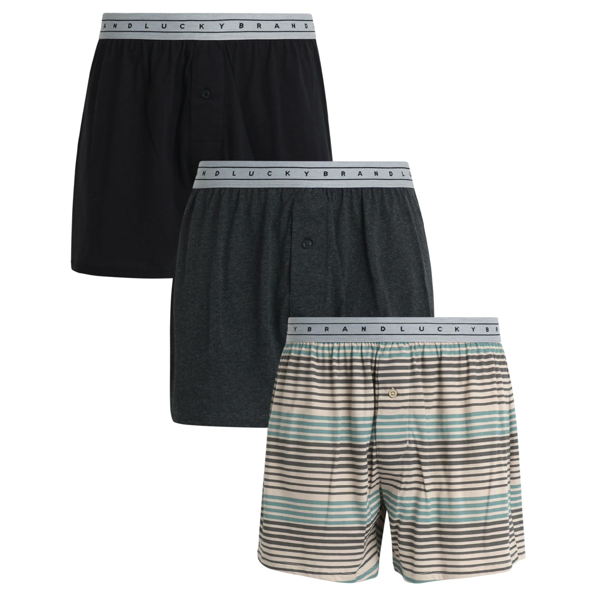 - Mens Underwear Boxer Shorts - 3 Pack Super Soft Knit 4'' Inseam Relaxed Fit Cotton Boxers for Men with Button Fly