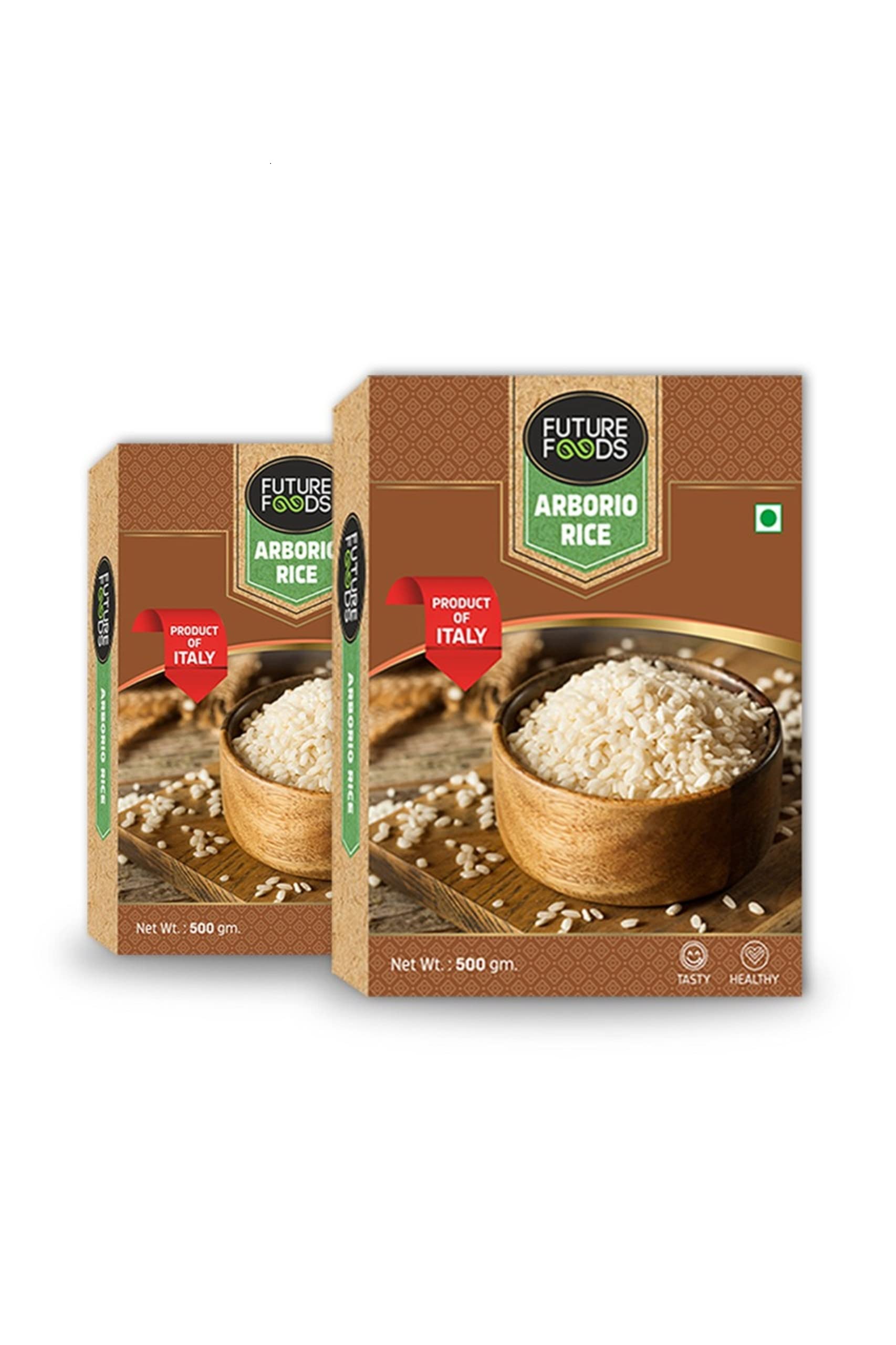 Future Foods Arborio Rice 450 gram (Pack of 2) | Fat Free | Creamy Texture & Nutty Aroma | | Rich in Vitamin & Minerals | Product of Italy | Use to Make Rissotto