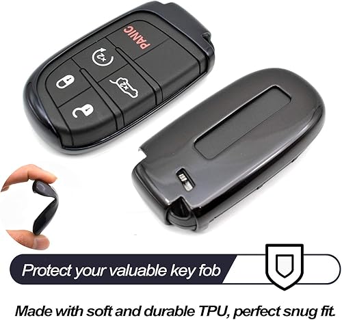 Miniatura 8 de Compatible con Jeep Compass Grand Cherokee Renegade Chrysler 200 300 Dodge Challenger Charger Durango Journey Fiat Silver TPU Key Fob Funda para