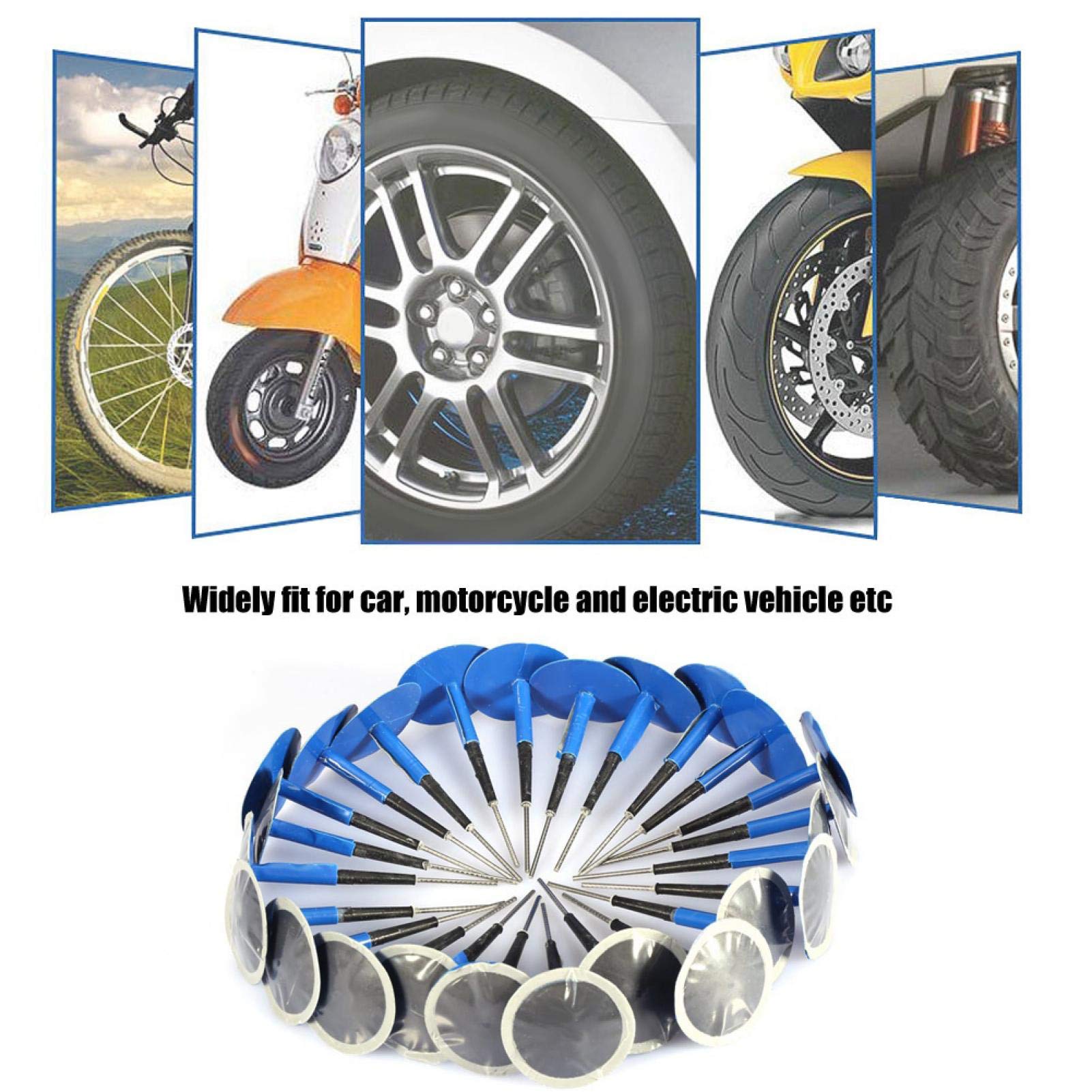 24 Pezzi Toppe di Pneumatici Riparazione, Toppa di Gomma Universale Toppa per Pneumatici Testa A Fungo Riparazione di Pneumatici Forati Accessorio, per Auto Moto Tubeless Patch Gum(36 * 4 mm)
