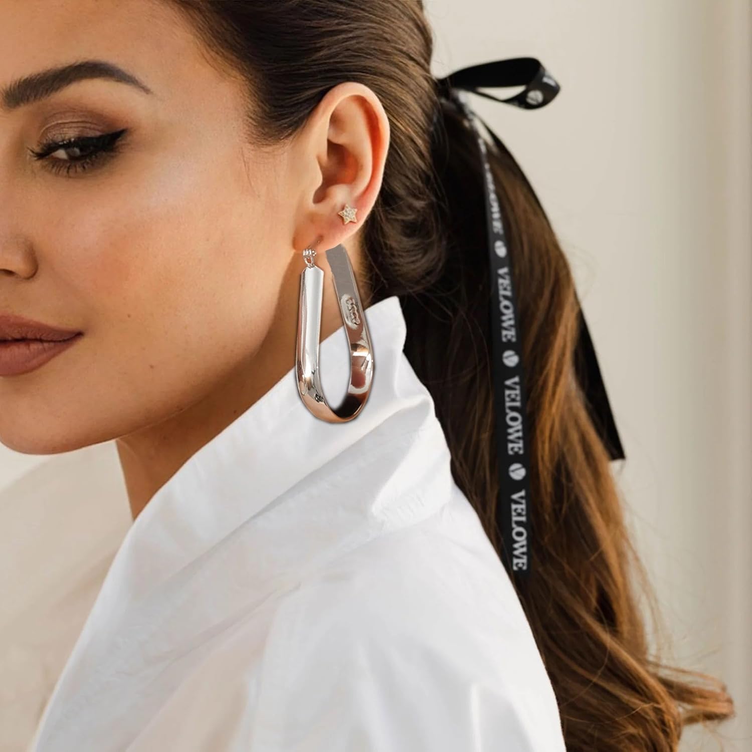 Sterling Silver Large Hoop Earrings for Women, Lightweight Big Gold Hoops, 14K Gold Plated Oval Hoops, Hypoallergenic Non Tarnish Jewelry Gifts, 20/30/40mm - Image 4