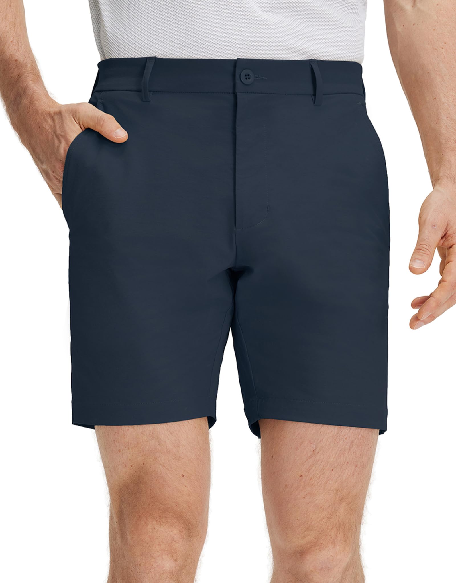 M MAELREG Golf Shorts Men 7 Inch 5 Pockets Cotton Blend Water-Resistant Flat Front Flex Solid Casual Mens Dress Shorts