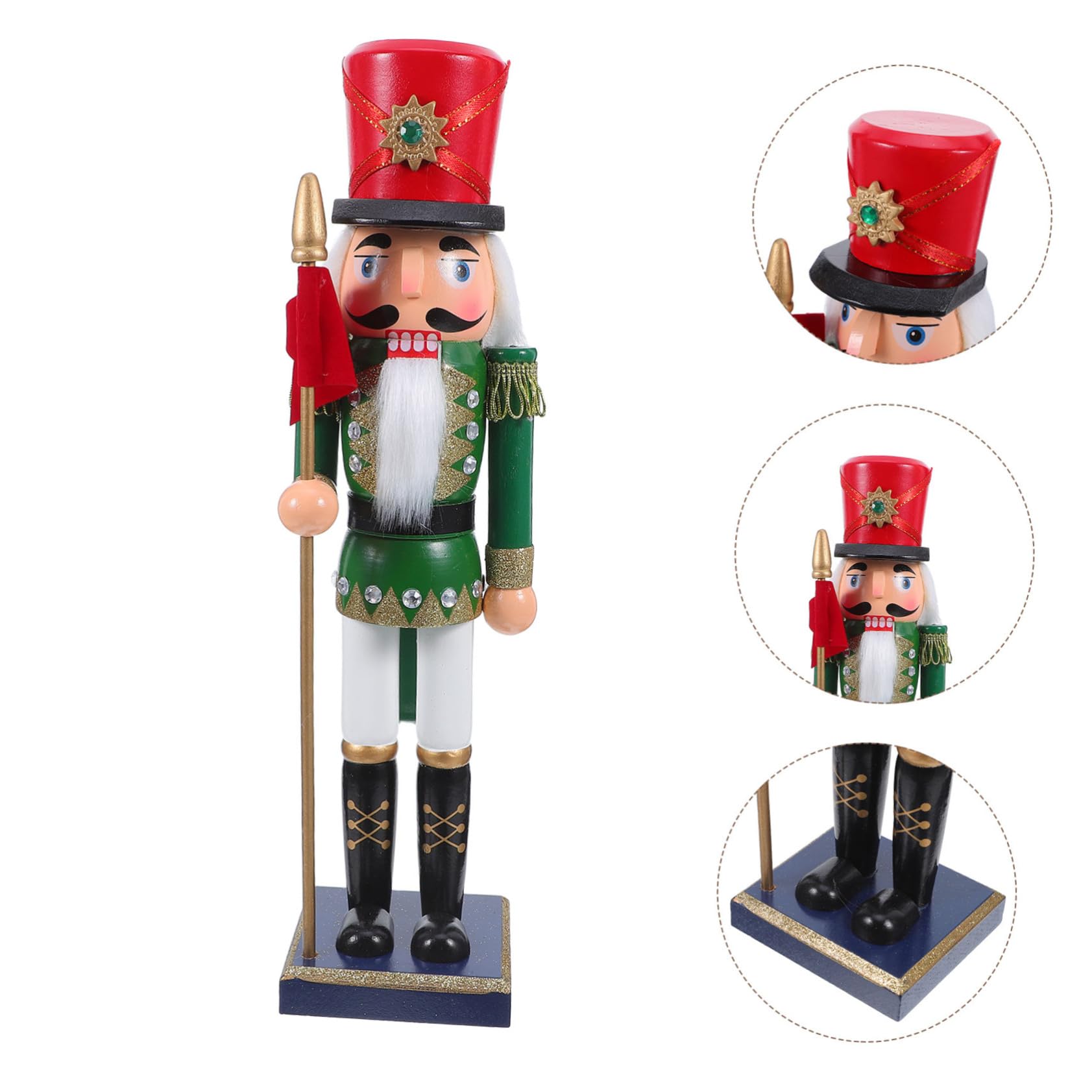 IMIKEYA Holzsoldat Nussknacker Dekoration für Fensterbank und Kaminsims Traditionelle Weihnachtsfigur mit Handbemaltem Design für Küche und Wohnzimmer