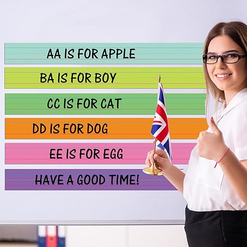 Miniatura 7 de Faccito 12 tiras magnéticas grandes de oración de 3 x 36 pulgadas, tiras de oraciones de borrado en seco, papel de escritura a mano magnético