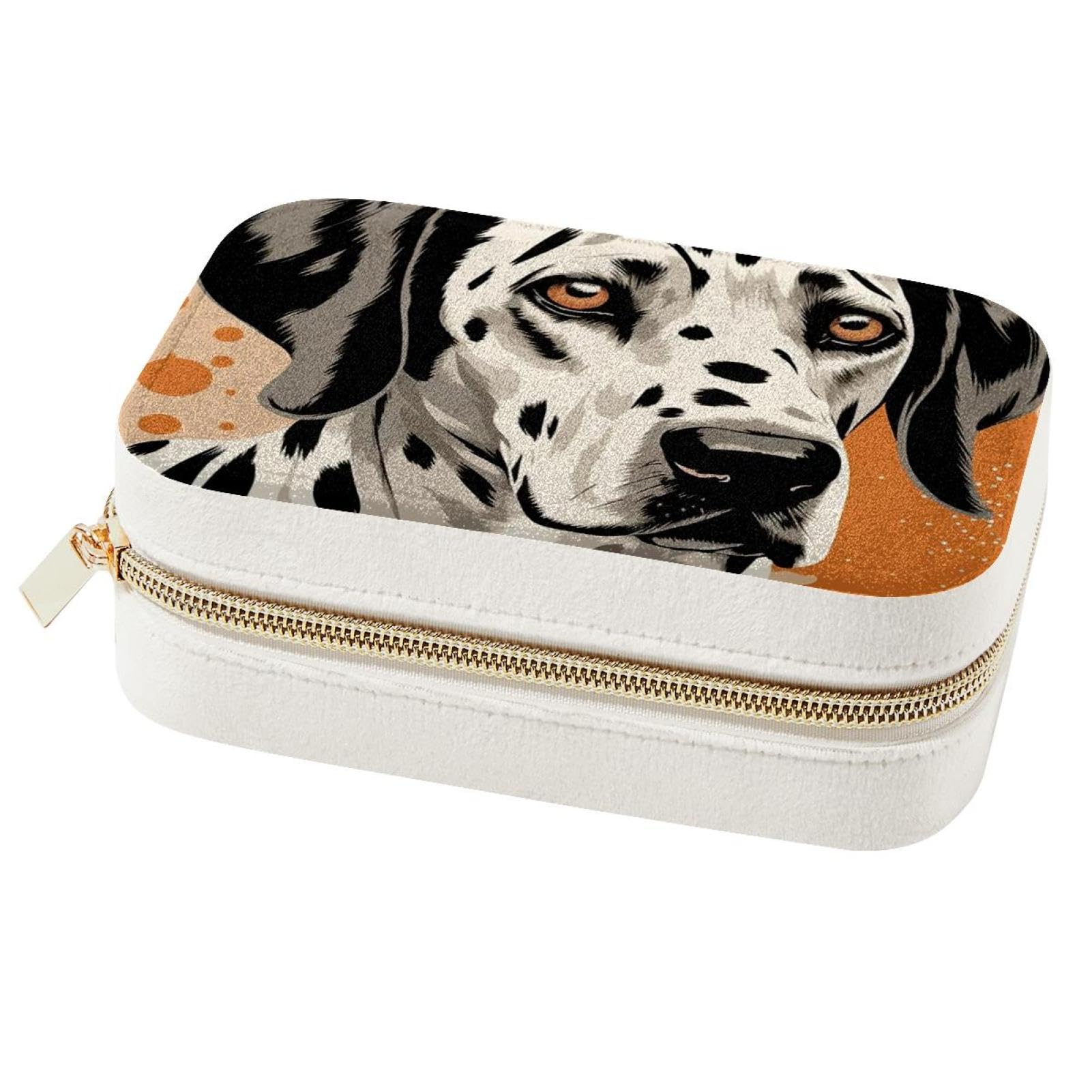 Boîte à bijoux de voyage dalmatienne pour organiser vos bagues en week-end