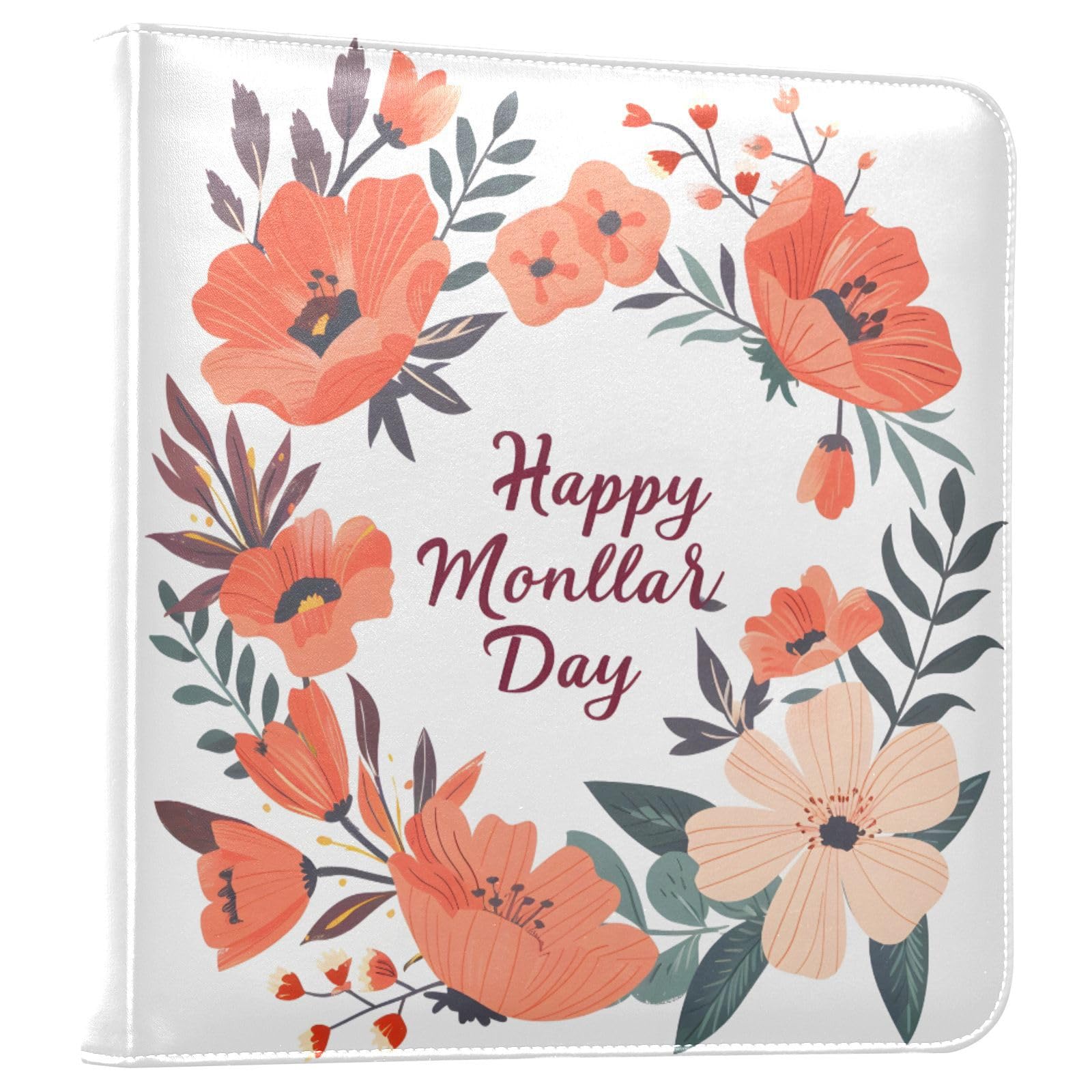 JIPONI Mother's Day Flowers Large Photo Album, DIY Leather Cover Scrapbook Albums for 4x6 5x7 6x8 Pictures, Self Adhesive Memory Book for Wedding, Baby, Family